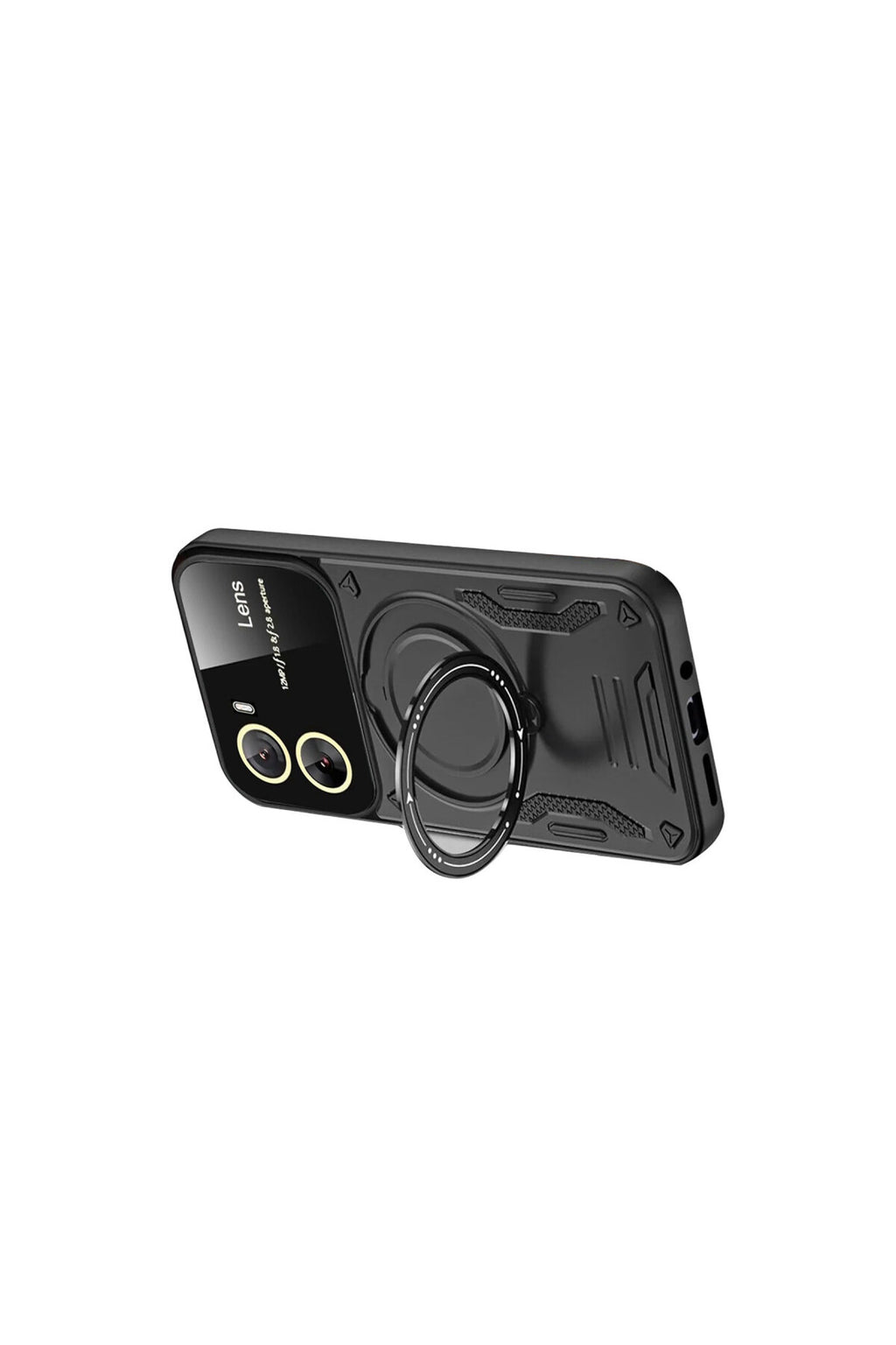 Vivo Y16 Uyumlu Kılıf Joy Lens Standlı Kapak - Siyah
