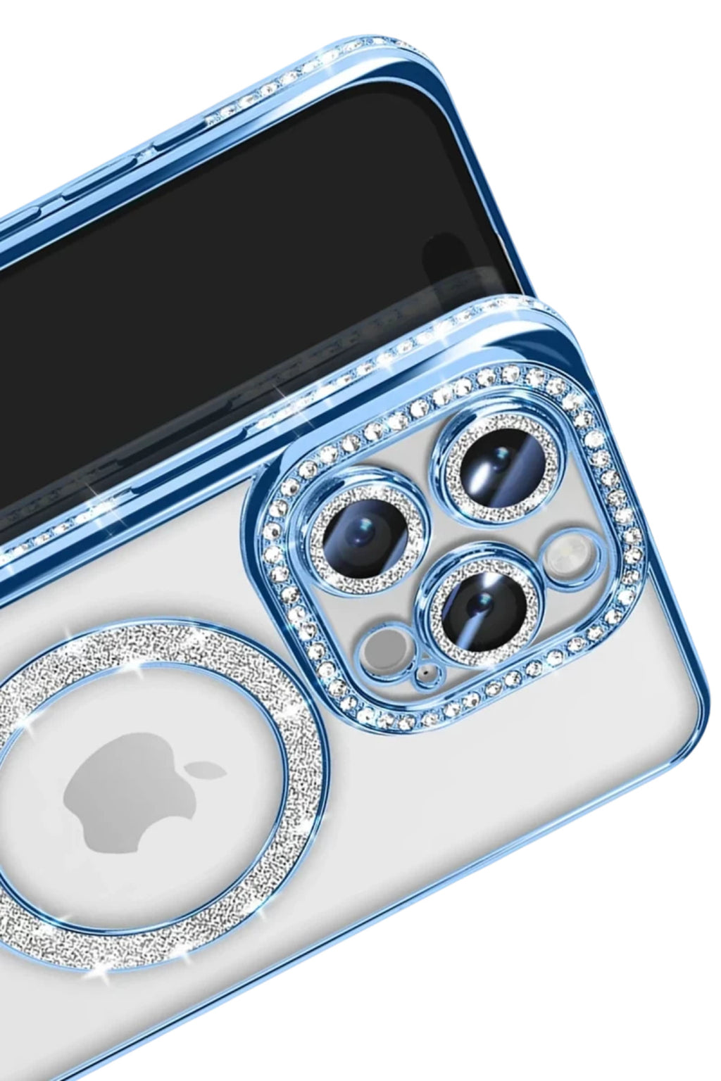 Apple iPhone 16 Pro Max Uyumlu Kılıf Joke Simli Magneticsafe Kılıf - Mavi