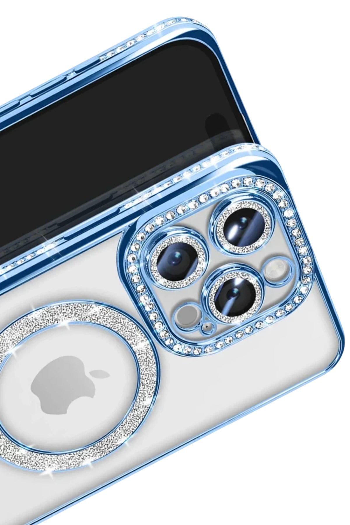 Apple iPhone 16 Pro Max Uyumlu Kılıf Joke Simli Magneticsafe Kılıf - Mavi