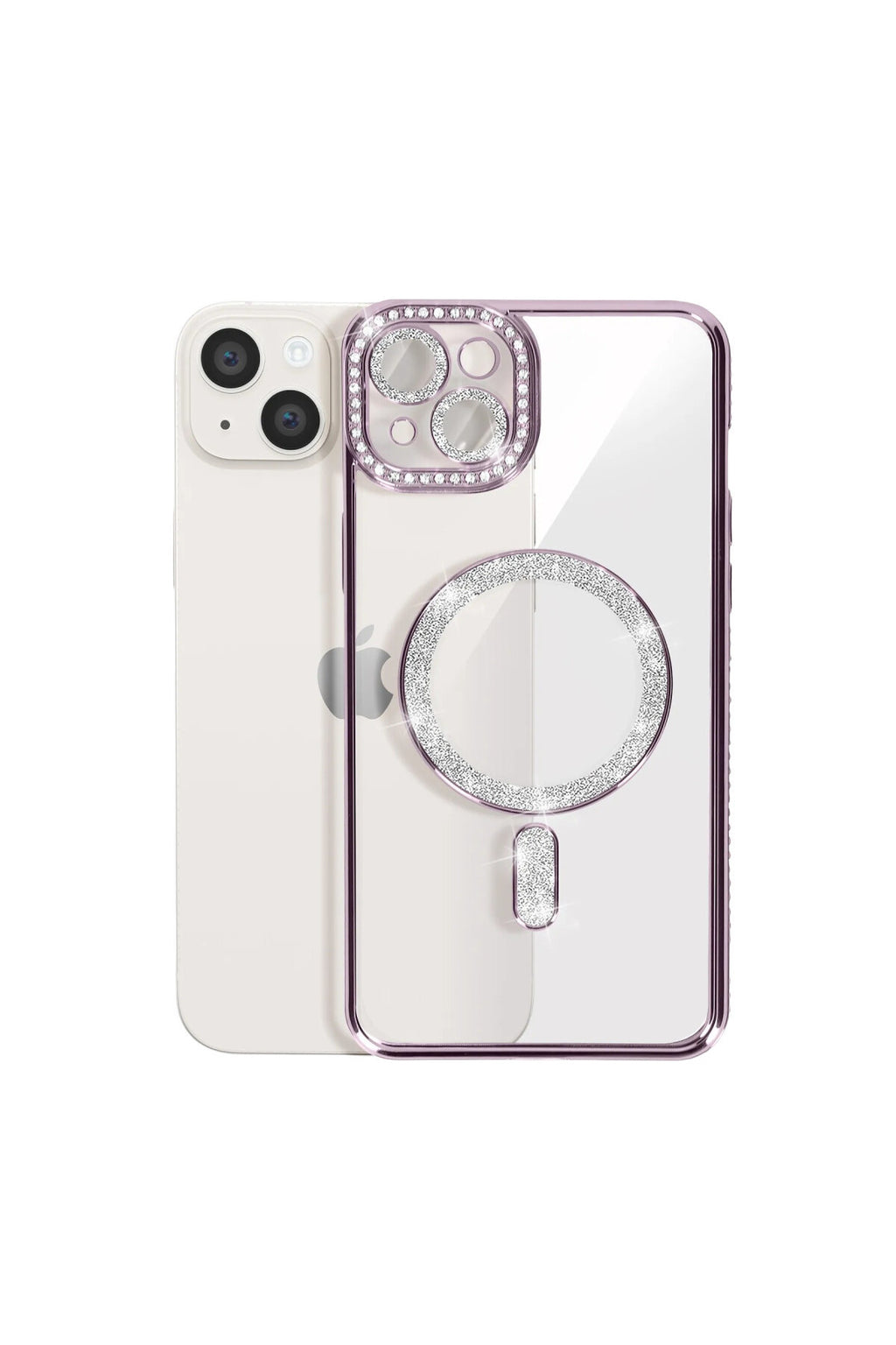 Apple iPhone 14 Uyumlu Kılıf Joke Simli Magneticsafe Kılıf - Pembe