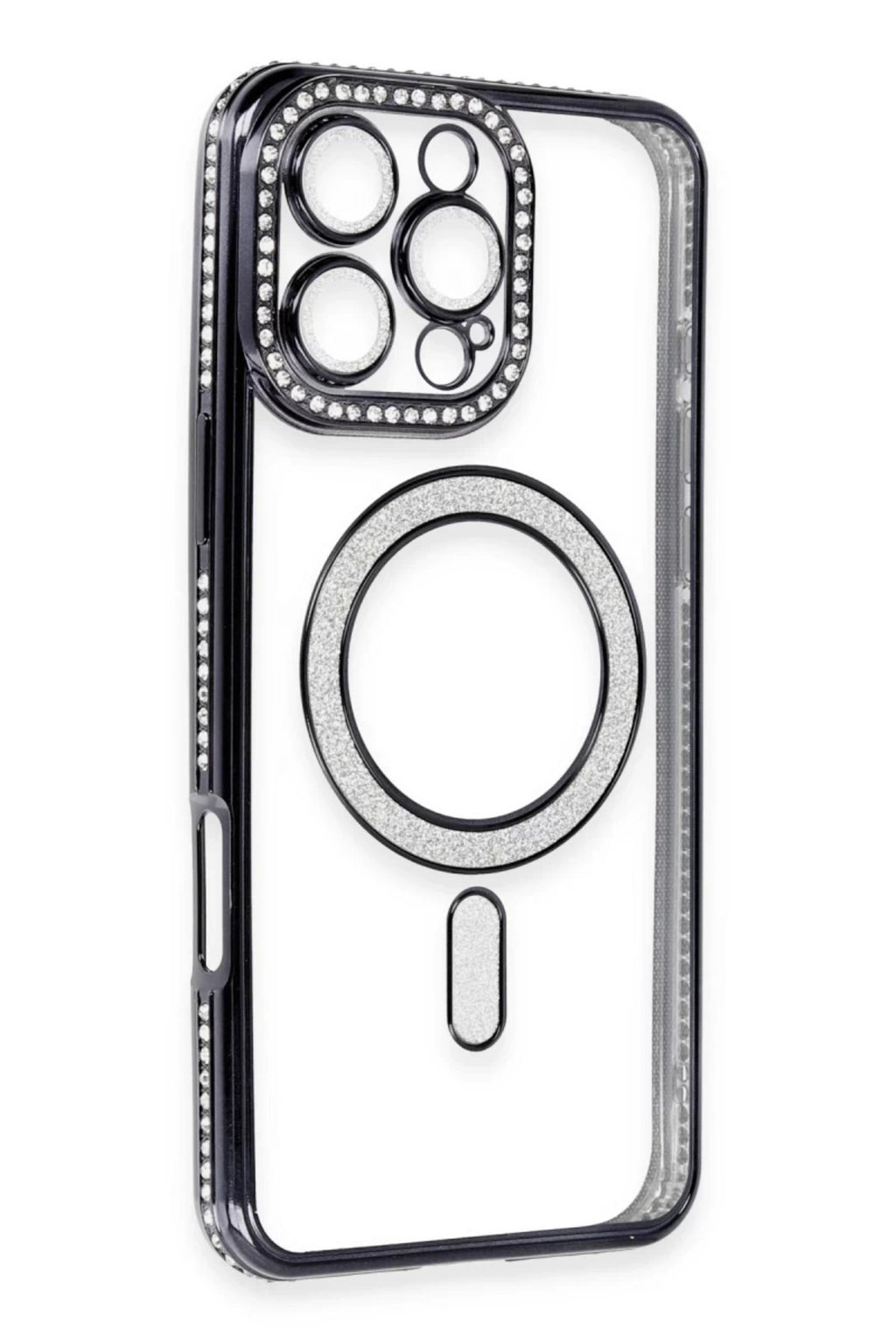 Apple iPhone 16 Pro Max Uyumlu Kılıf Joke Simli Magneticsafe Kılıf - Gri