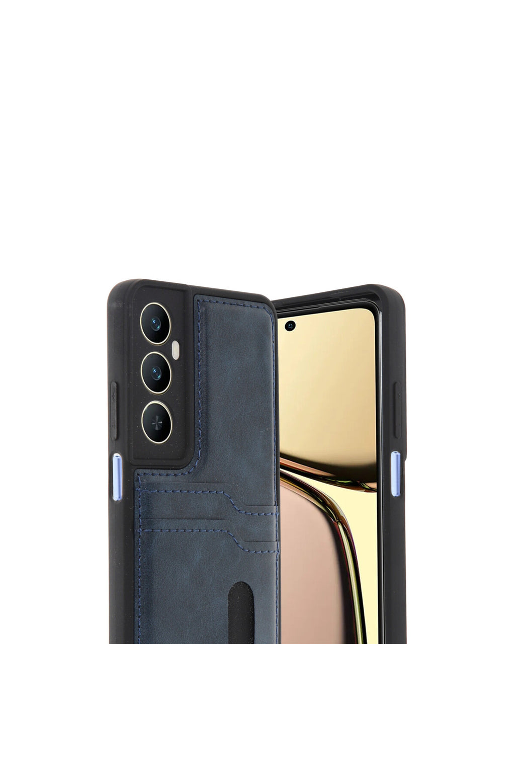 Realme C65 Uyumlu Sara Kartvizitli Deri Kılıf - Lacivert