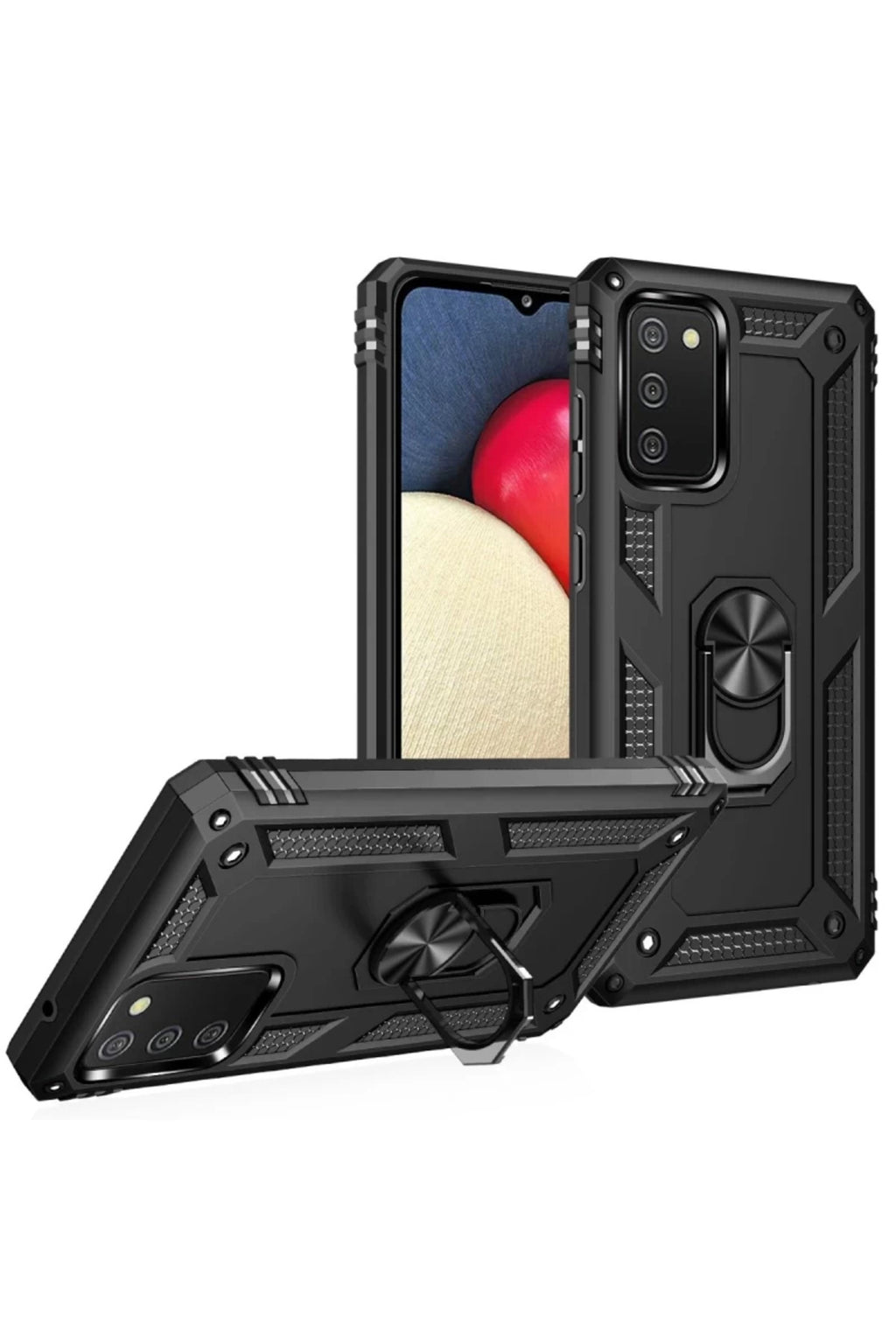 Samsung Galaxy A03S Uyumlu Kılıf Sofya Yüzüklü Silikon Kapak - Siyah