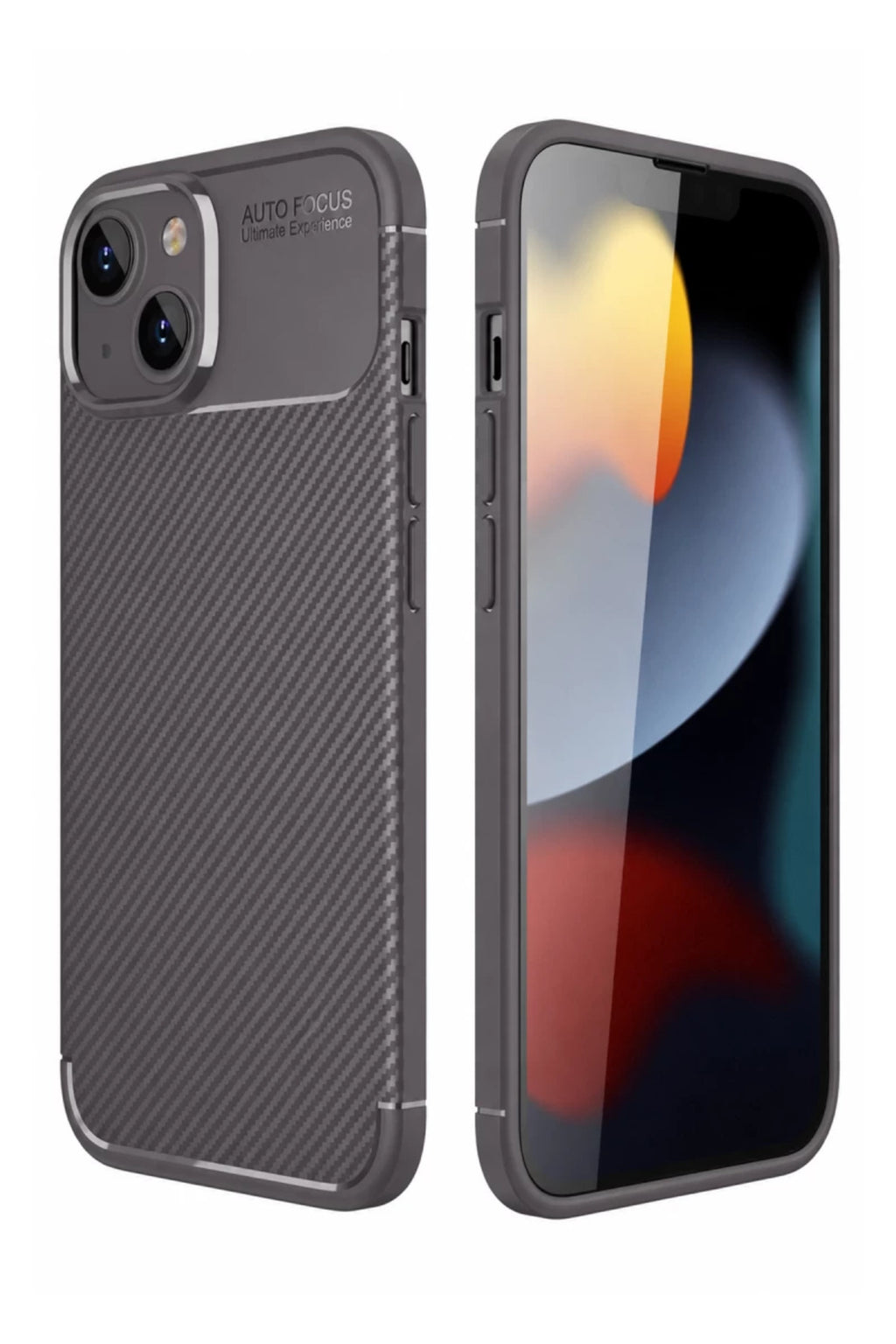 Apple iPhone 14 Uyumlu Kılıf Auto Focus Karbon Kapak - Gri