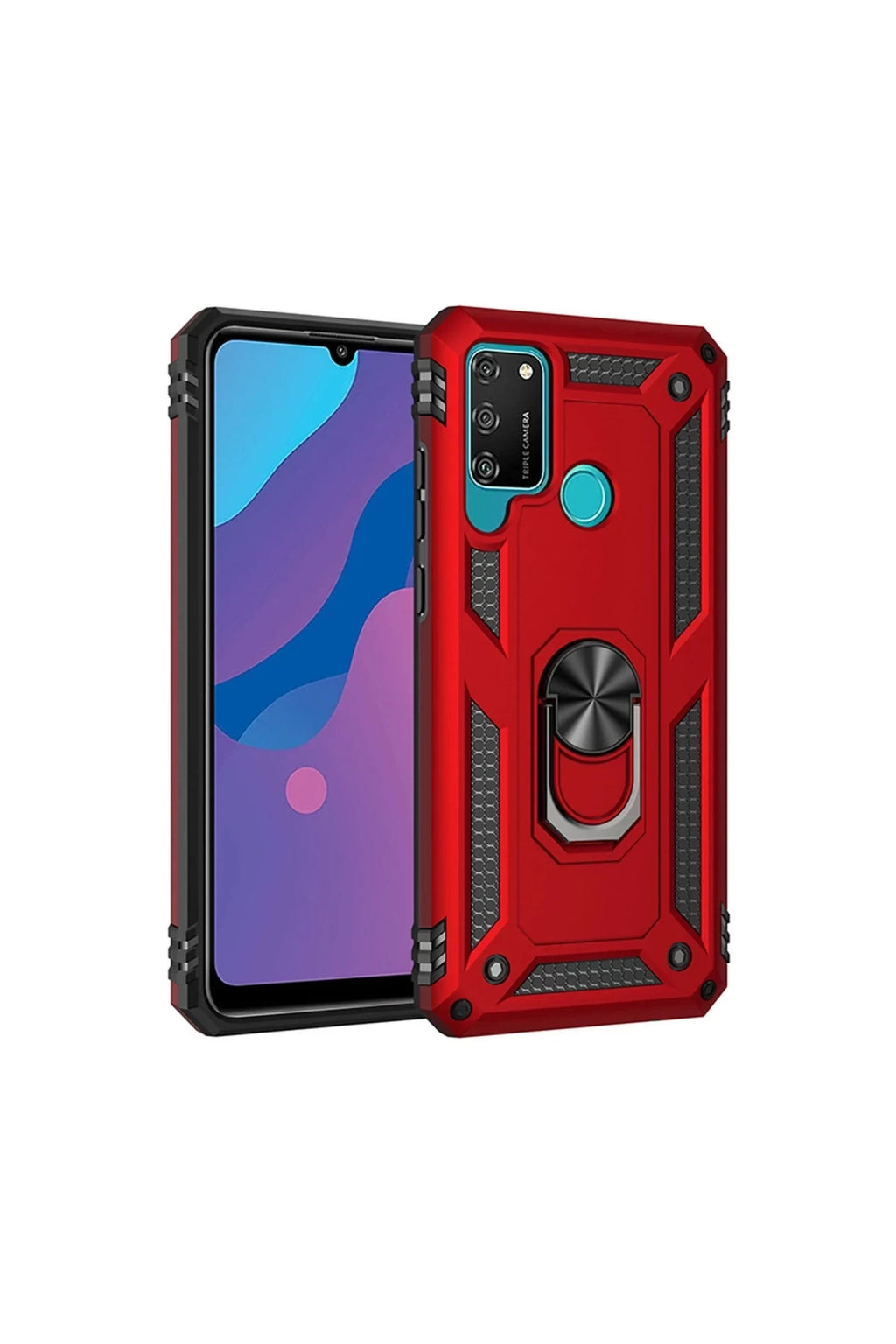 Huawei Y6P Uyumlu Kılıf Sofya Yüzüklü Silikon Kapak - Kırmızı