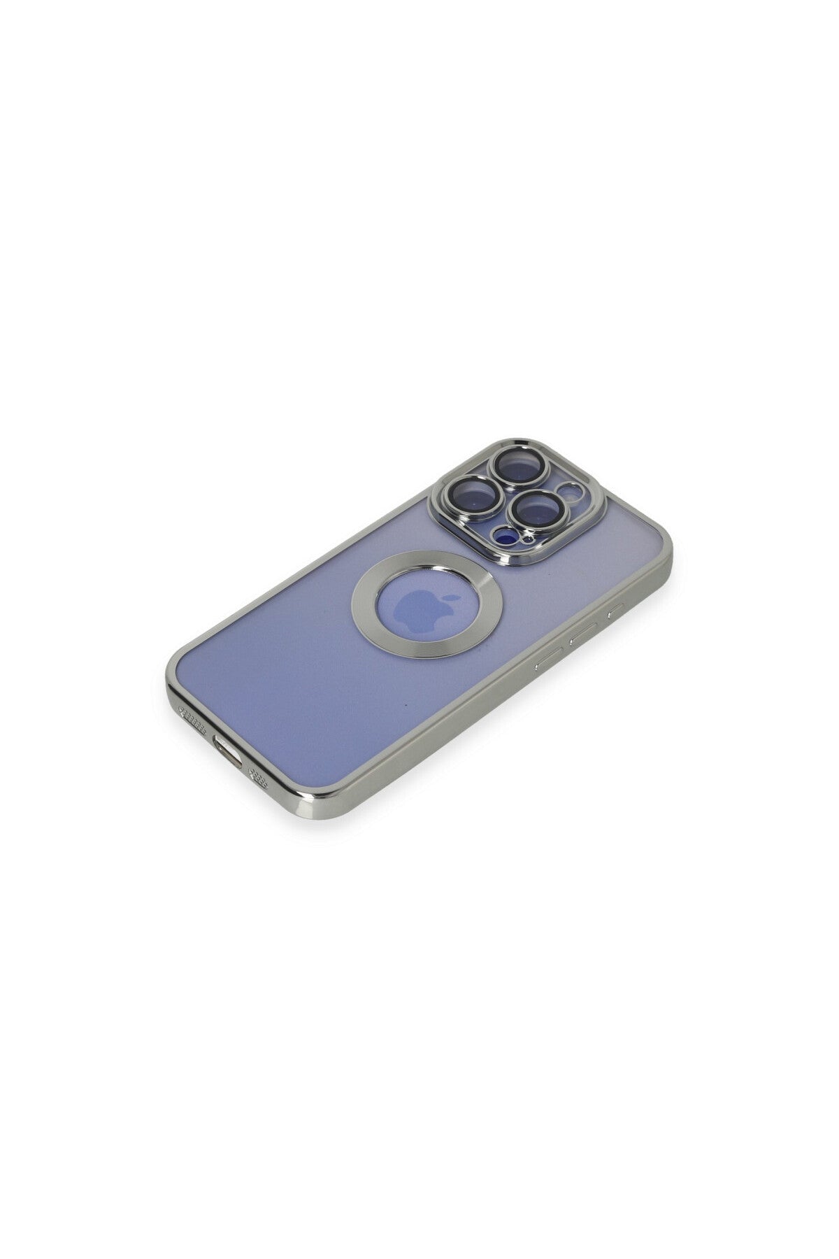 Apple iPhone 15 Pro Max Uyumlu Kılıf Slot Silikon - Gümüş