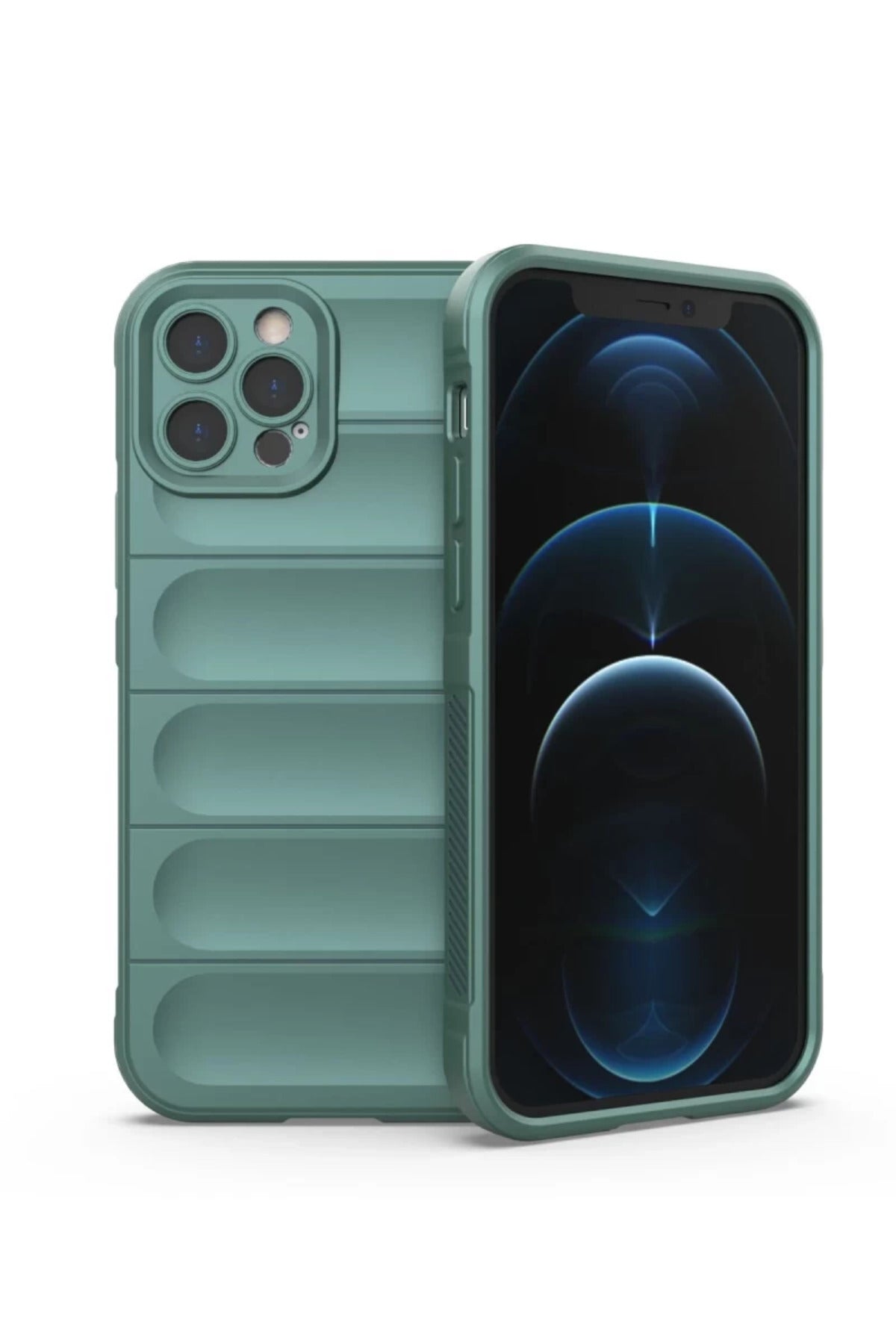 Apple iPhone 12 Pro Uyumlu Kılıf Optimum Silikon - Koyu Yeşil