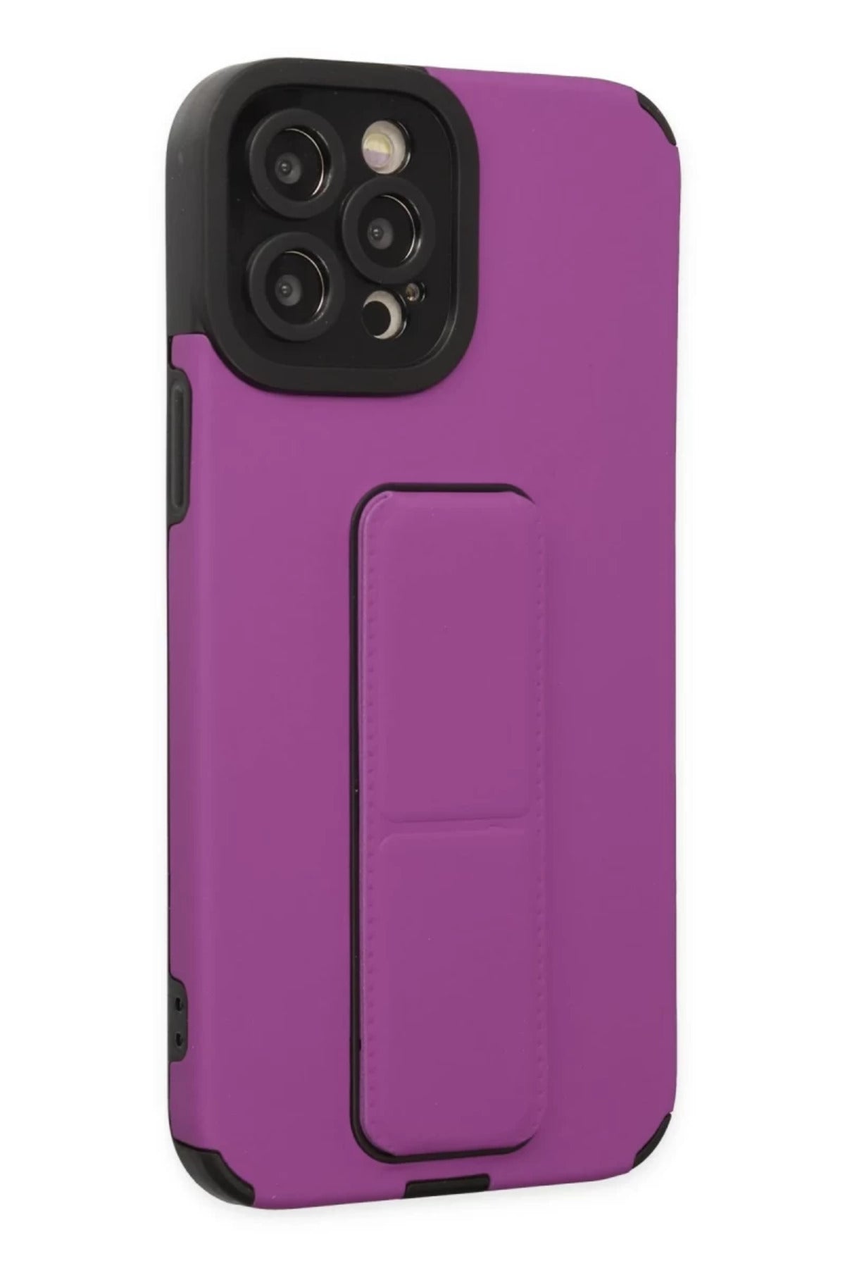 Apple iPhone 12 Pro Max Uyumlu Kılıf Mega Standlı Silikon - Mor