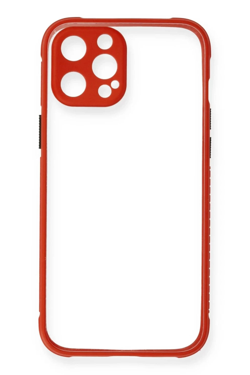 Apple iPhone 12 Uyumlu Kılıf Miami Şeffaf Silikon - Kırmızı