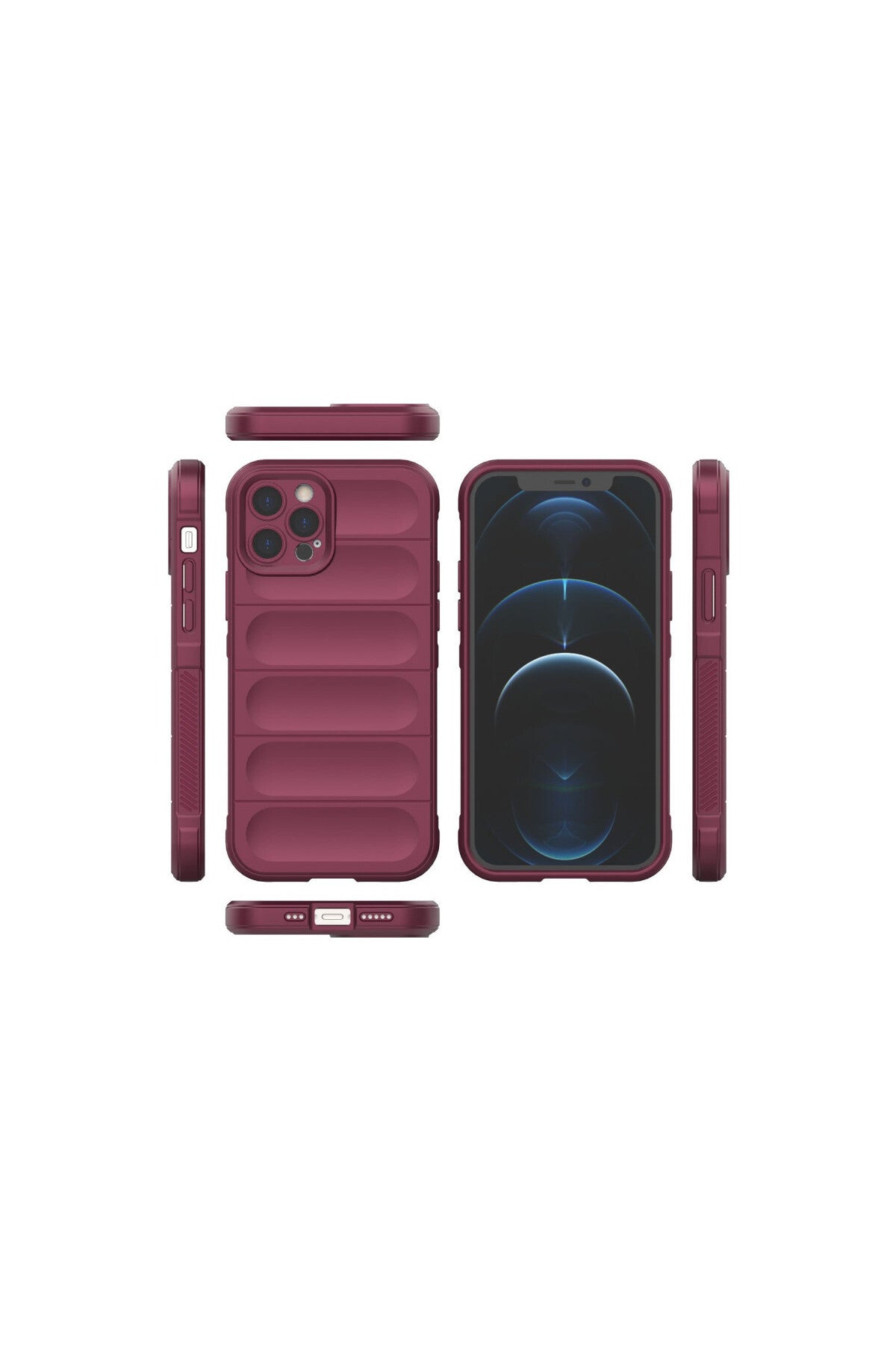 Apple iPhone 12 Pro Uyumlu Kılıf Optimum Silikon - Bordo