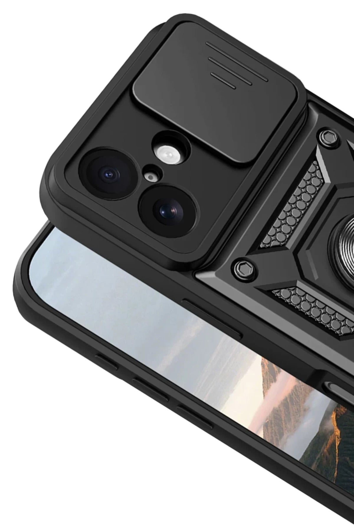 Apple iPhone 17 Uyumlu Pars Lens Yüzüklü Silikon - Siyah