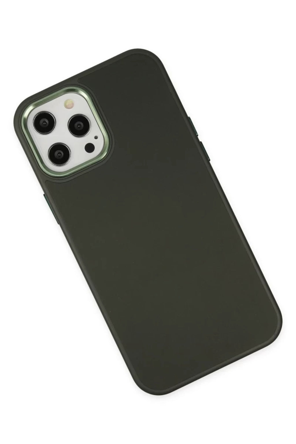 Apple iPhone 12 Pro Max Uyumlu Kılıf Asya Deri Silikon - Koyu Yeşil