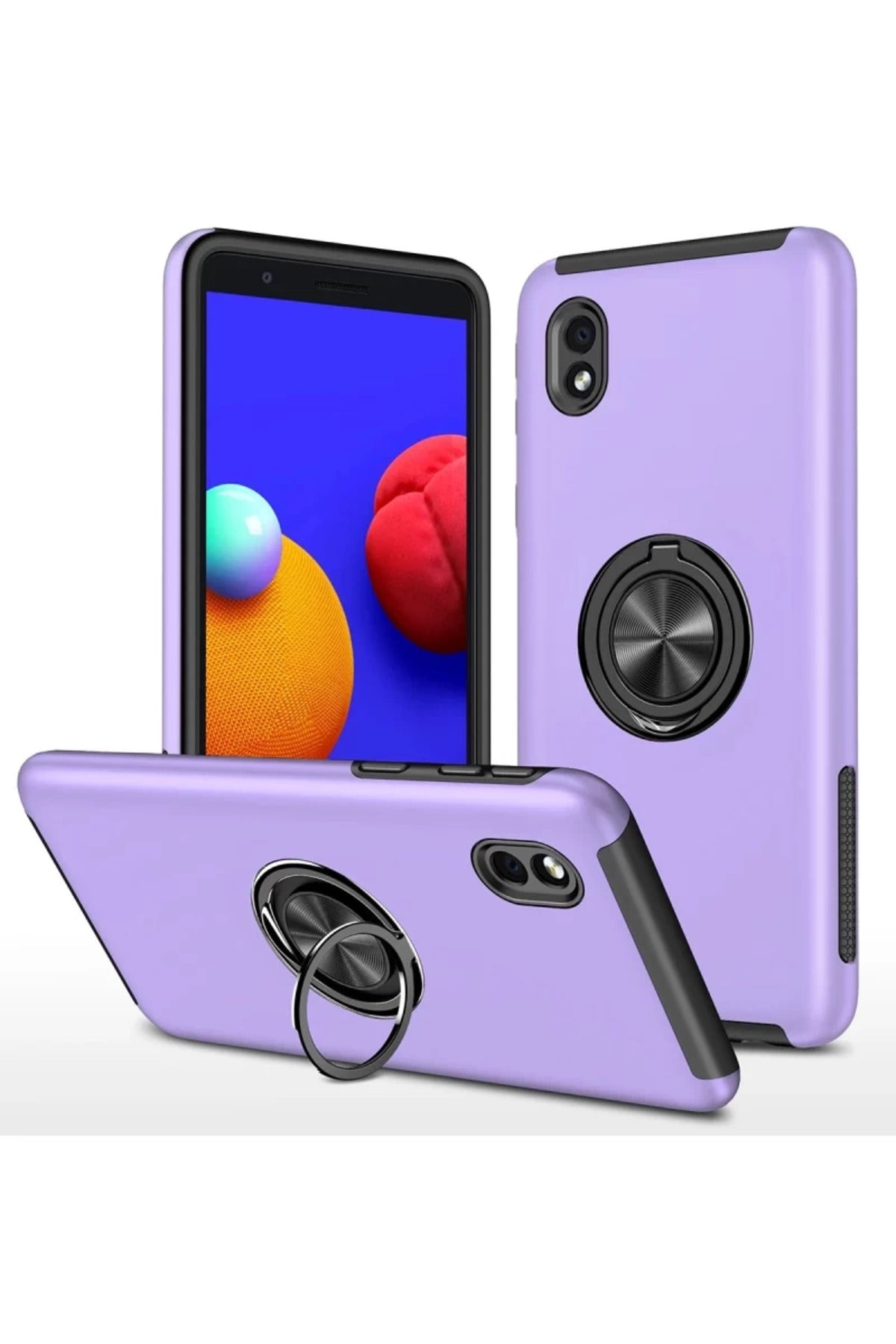 Samsung Galaxy A01 Core Uyumlu Kılıf Elit Yüzüklü Kapak - Mor