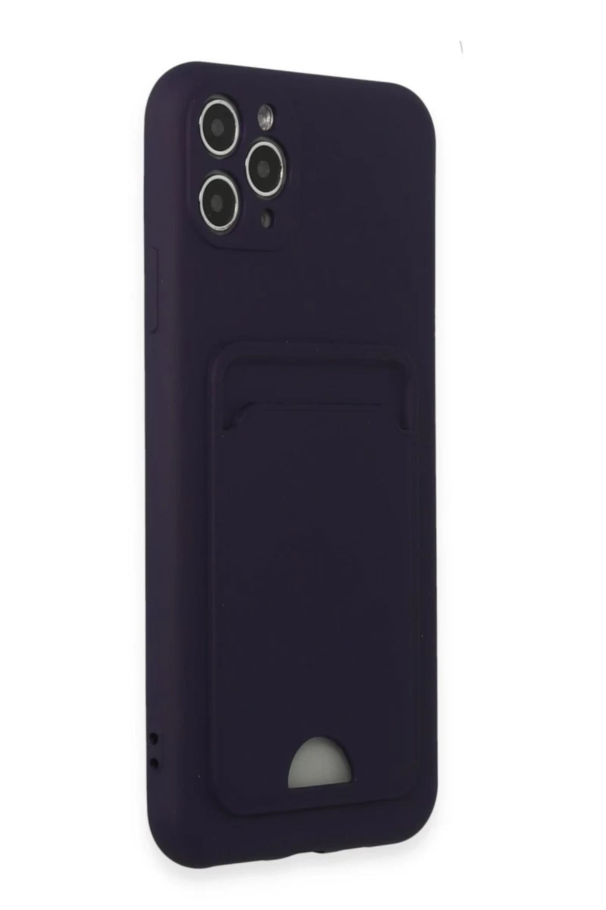 Apple iPhone 11 Pro Max Uyumlu Kılıf Kelvin Kartvizitli Silikon - Derin Mor