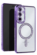 Samsung Galaxy S25 Uyumlu Edge Joke Simli Magneticsafe Kılıf - Derin Mor