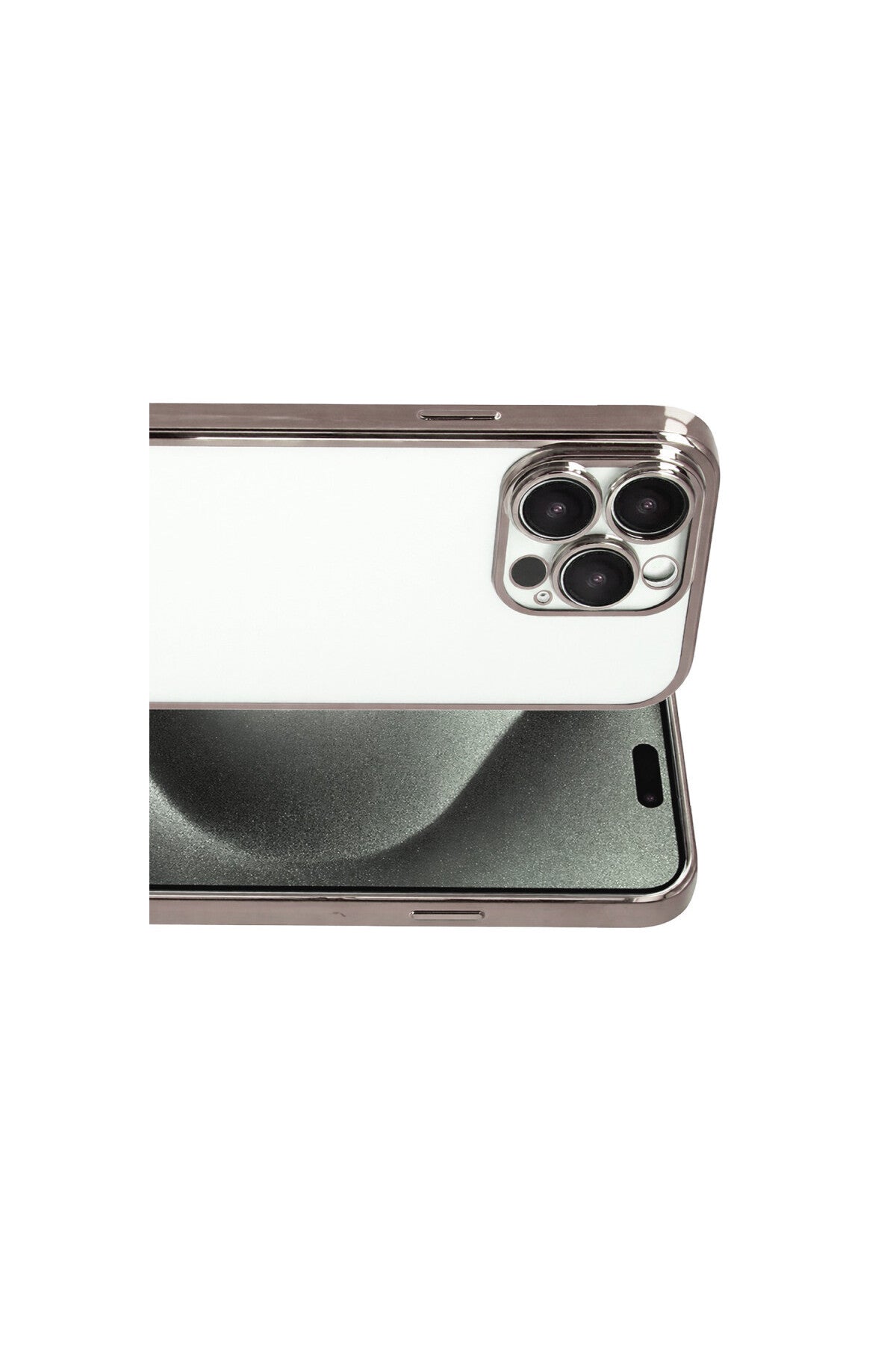Apple iPhone 15 Pro Max Uyumlu Lensli Silikon - Titan Gri