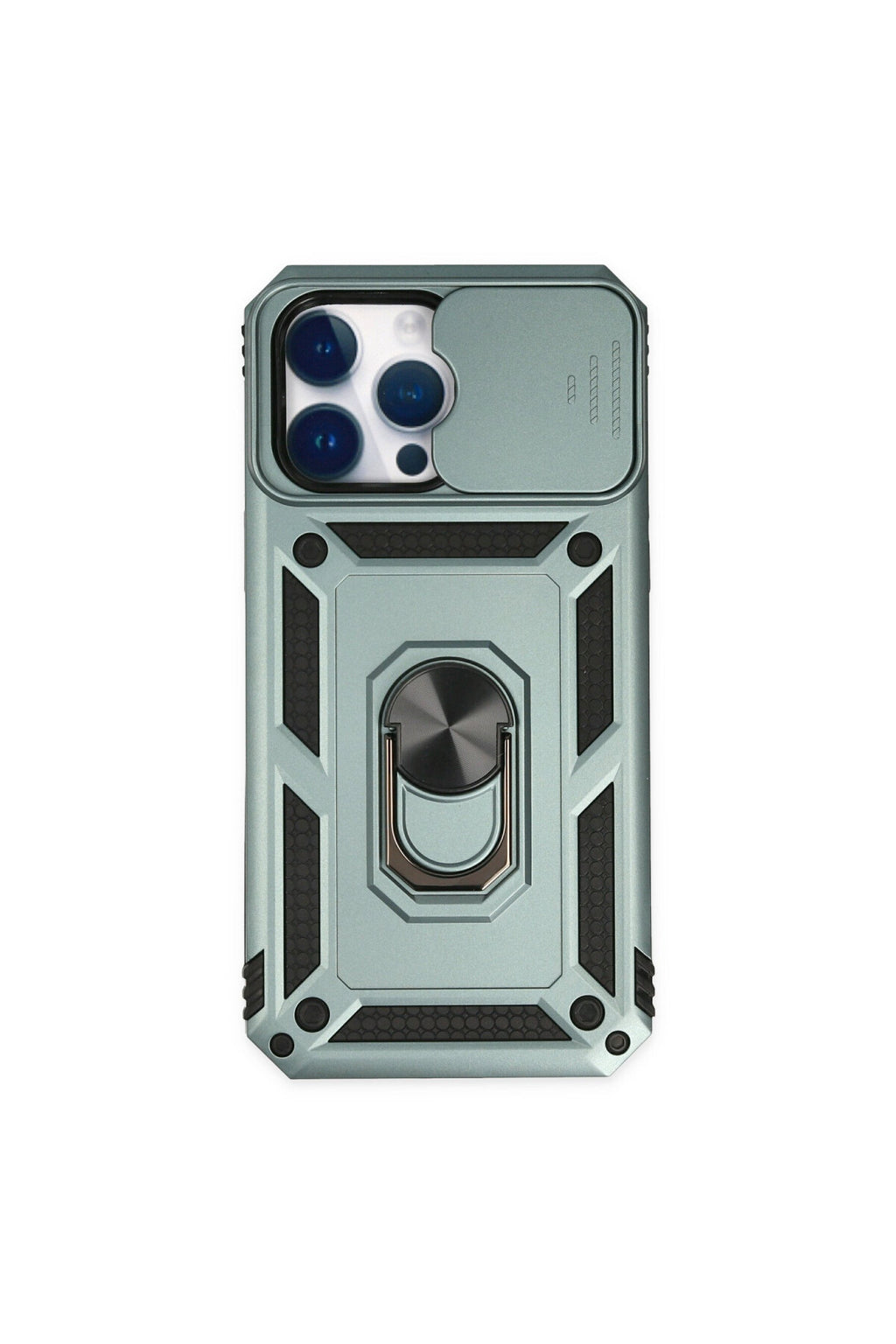 Apple iPhone 14 Pro Max Uyumlu Kılıf Pars Lens Yüzüklü Silikon - Yeşil