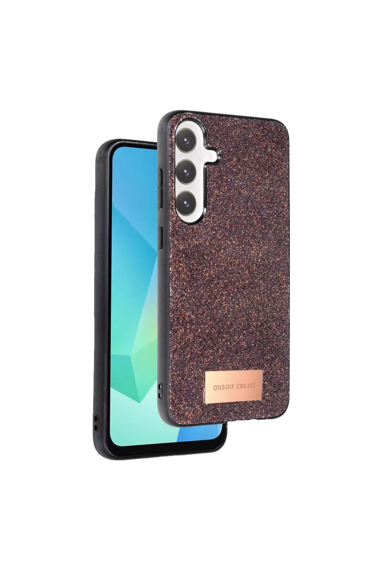 Onegif Samsung Galaxy A56 Uyumlu Bright Simli Kapak - Derin Mor