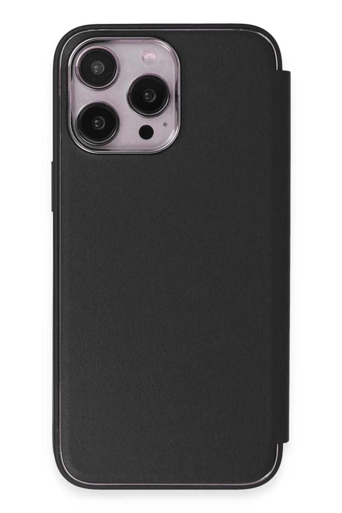 Apple iPhone 14 Pro Max Uyumlu Kılıf Dolpin Kapaklı - Siyah