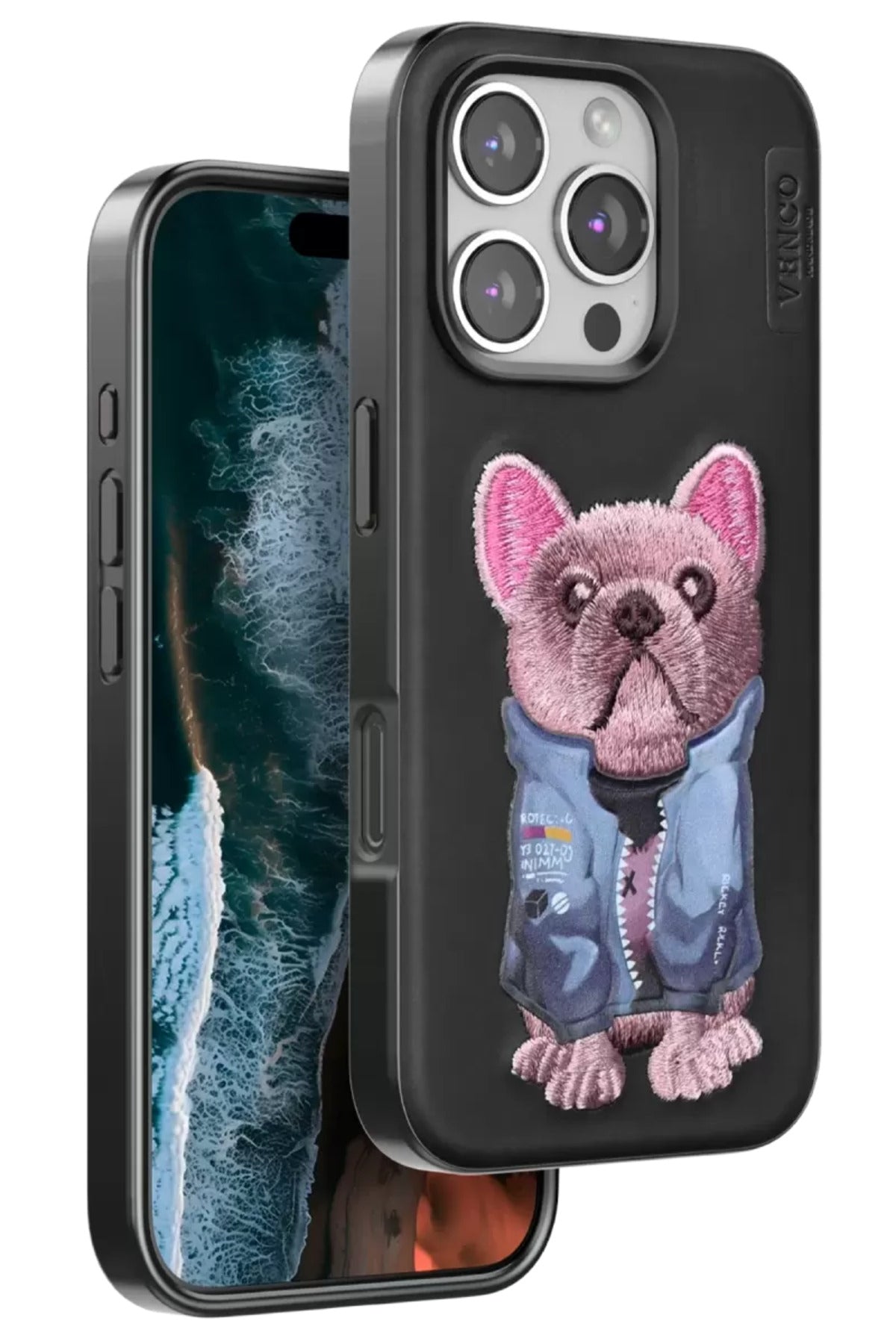 Venco Apple iPhone 16 Pro Uyumlu Cute Desenli Kapak - Siyah