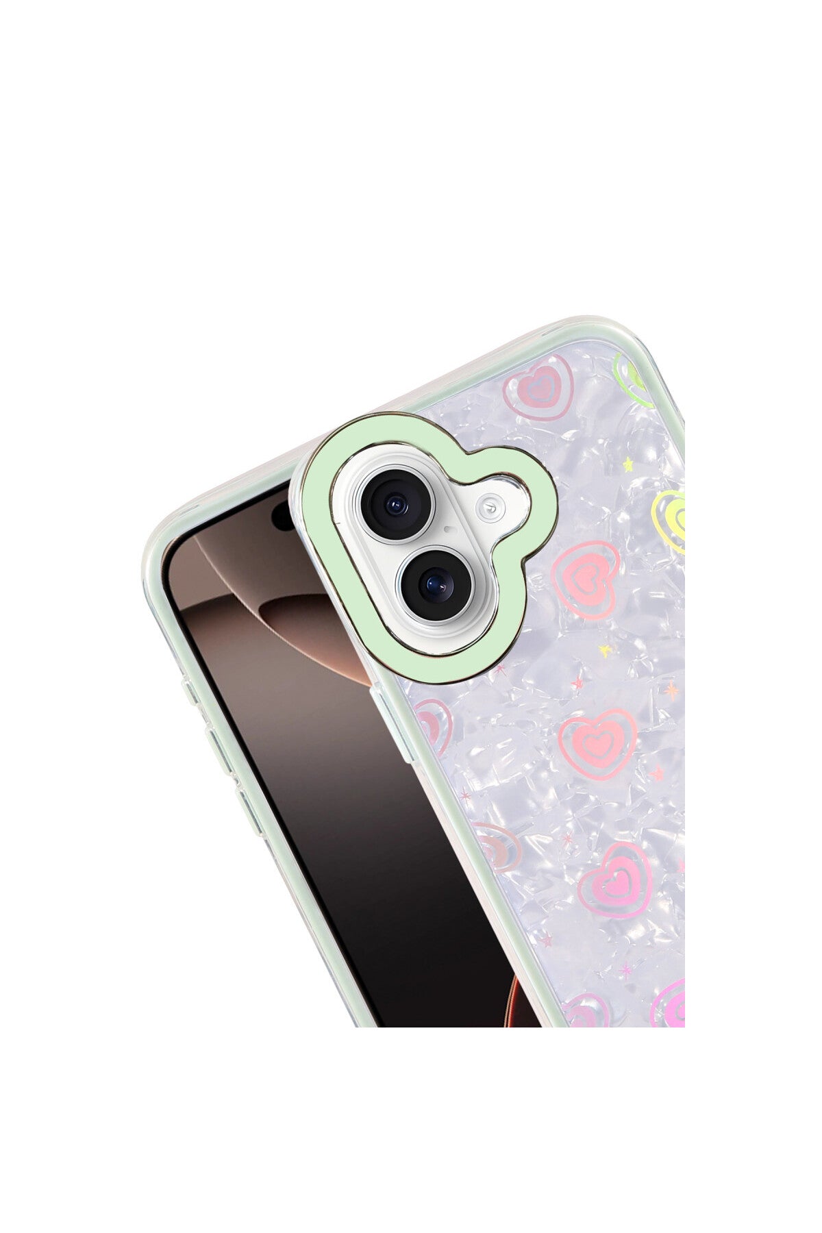 Apple iPhone 16 Uyumlu Lumi Desenli Kapak - Yeşil
