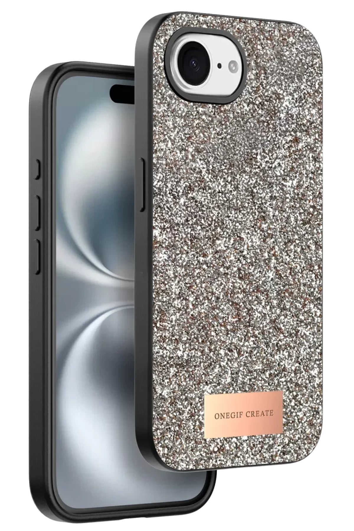 Onegif Apple iPhone 16E Uyumlu Bright Simli Kapak - Çöl Titanyum