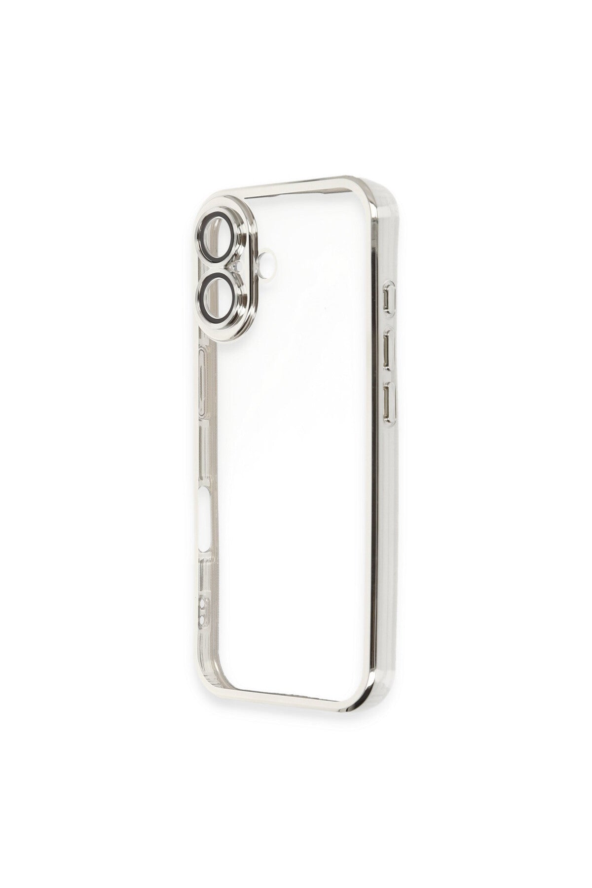 Apple iPhone 16 Uyumlu Kılıf Lensli Silikon - Gümüş