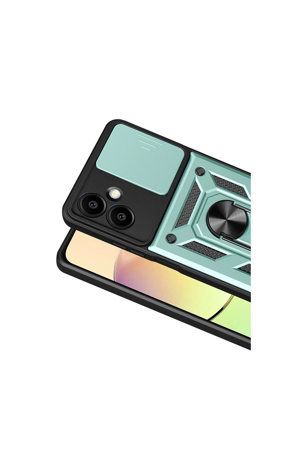 Samsung Galaxy A07 4G Uyumlu Pars Lens Yüzüklü Silikon - Yeşil