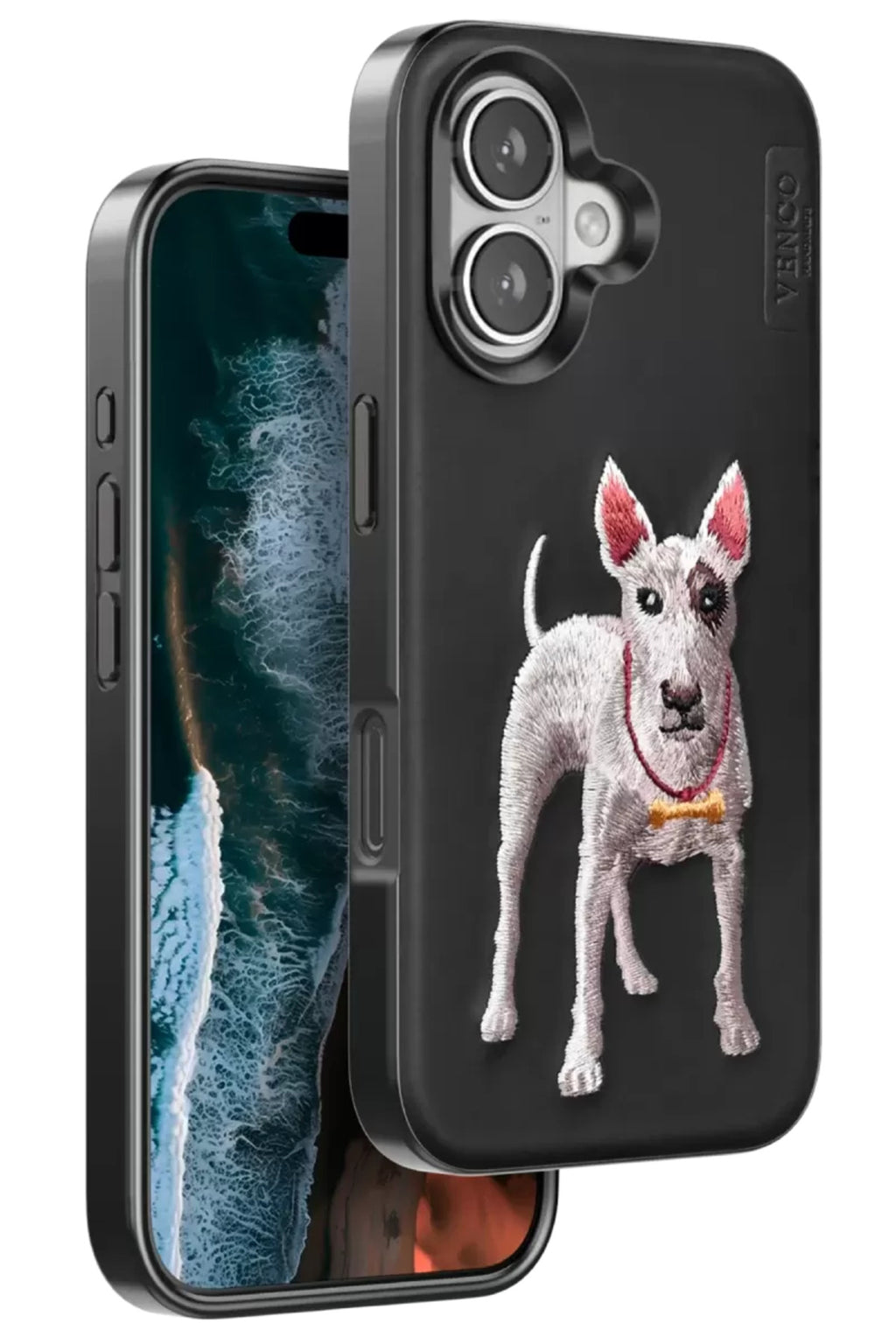 Venco Apple iPhone 16 Uyumlu Perma Desenli Kapak - Siyah