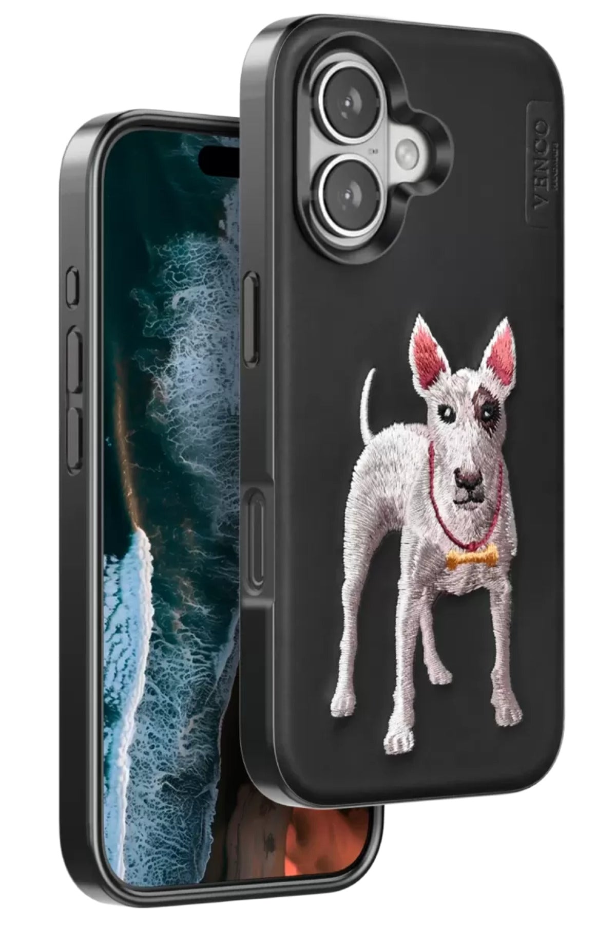 Venco Apple iPhone 16 Uyumlu Perma Desenli Kapak - Siyah