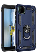 Huawei Y5P Uyumlu Kılıf Sofya Yüzüklü Silikon Kapak - Lacivert