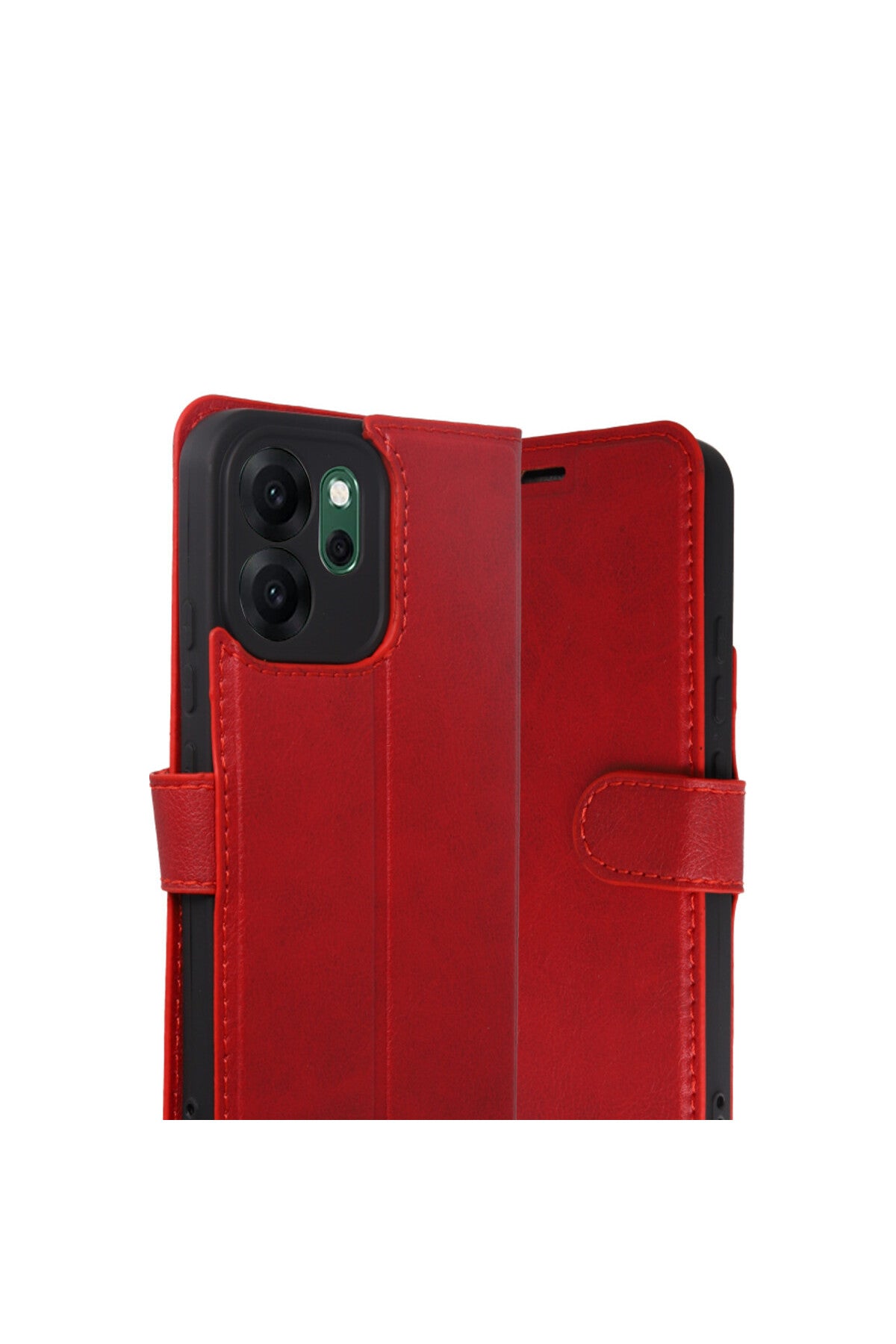 Oppo Reno 14F Uyumlu Trend S Plus Kapaklı Kılıf - Kırmızı