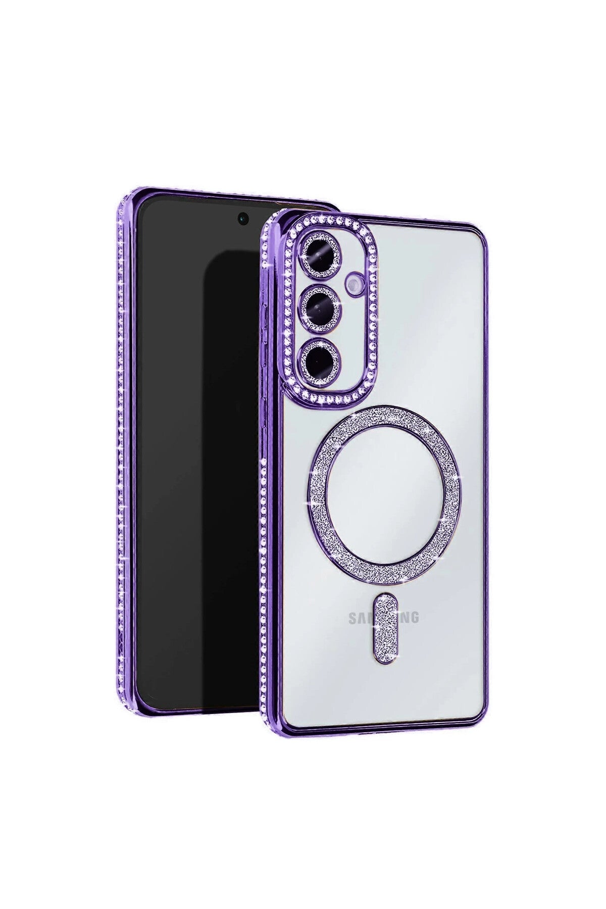 Samsung Galaxy A26 Uyumlu Joke Simli Magneticsafe Kılıf - Derin Mor