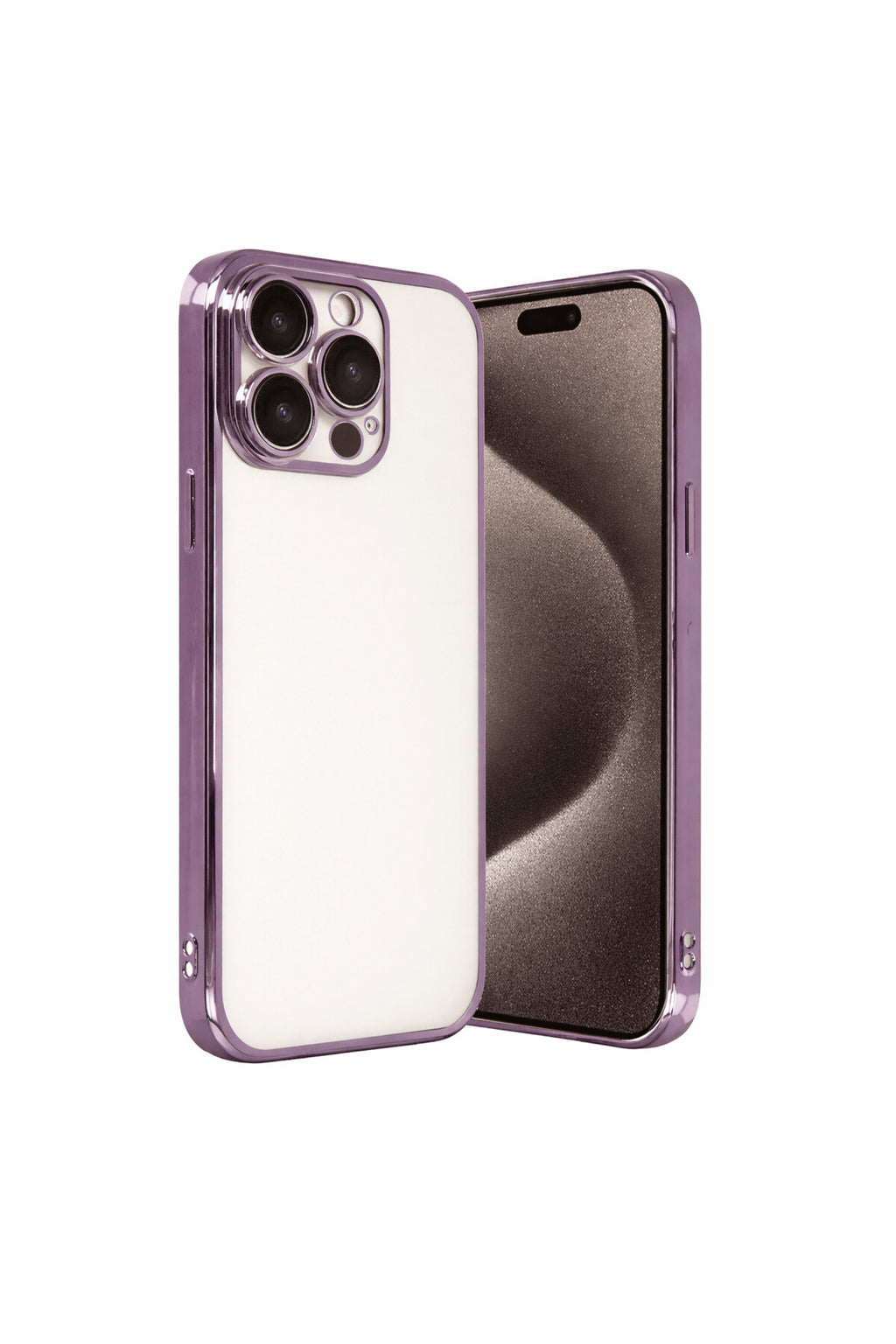 Apple iPhone 15 Pro Max Uyumlu Lensli Silikon - Mor