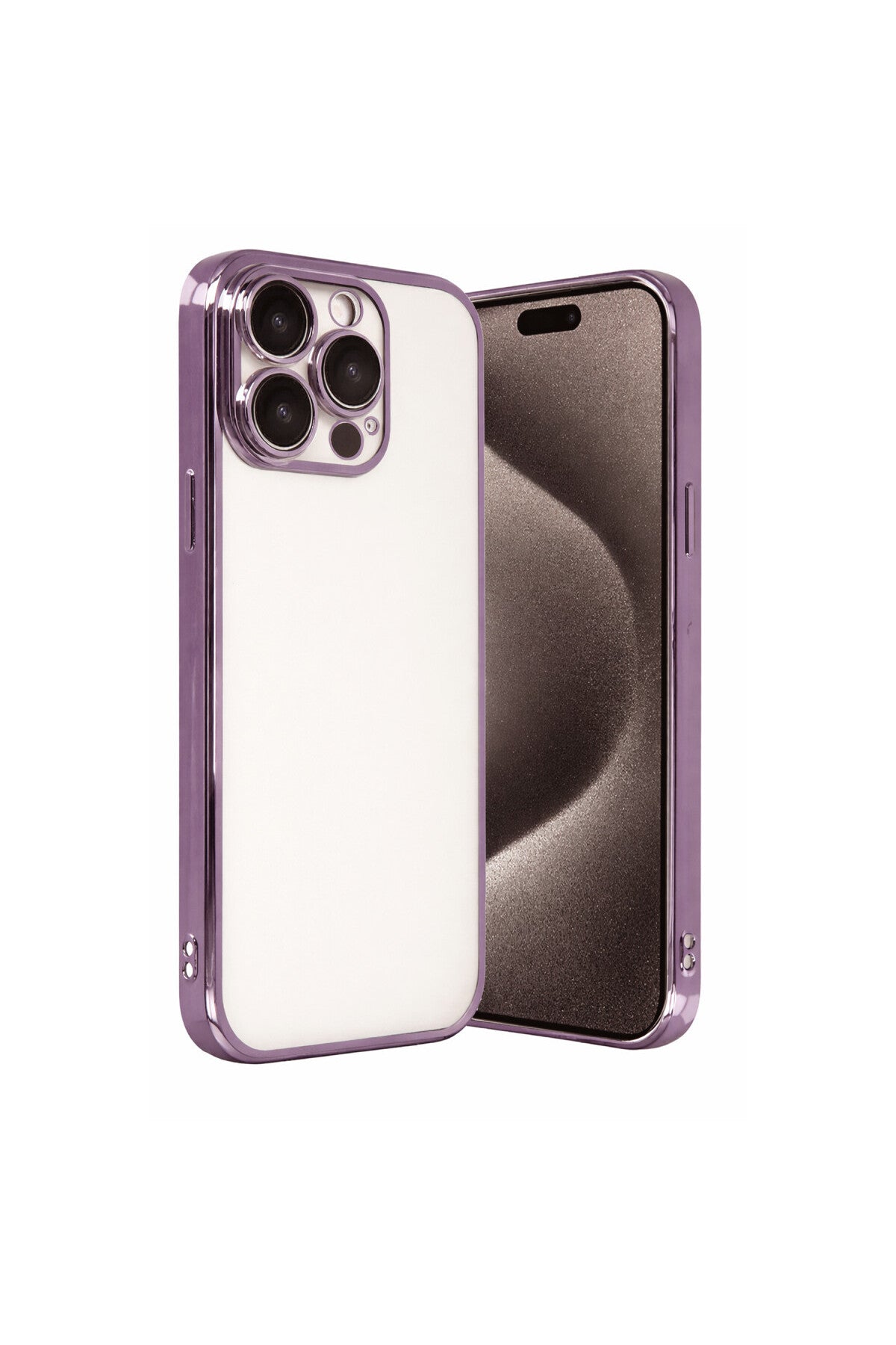 Apple iPhone 15 Pro Max Uyumlu Lensli Silikon - Mor