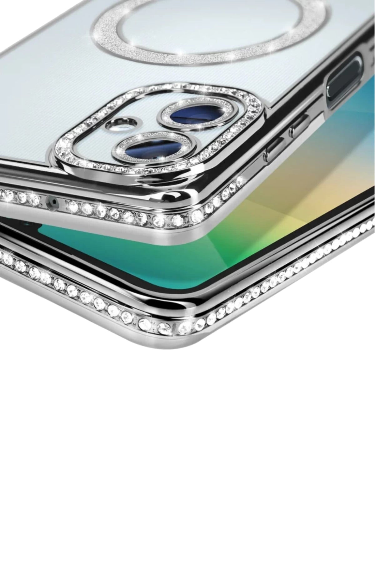 Samsung Galaxy A06 Uyumlu Joke Simli Magneticsafe Kılıf - Gümüş