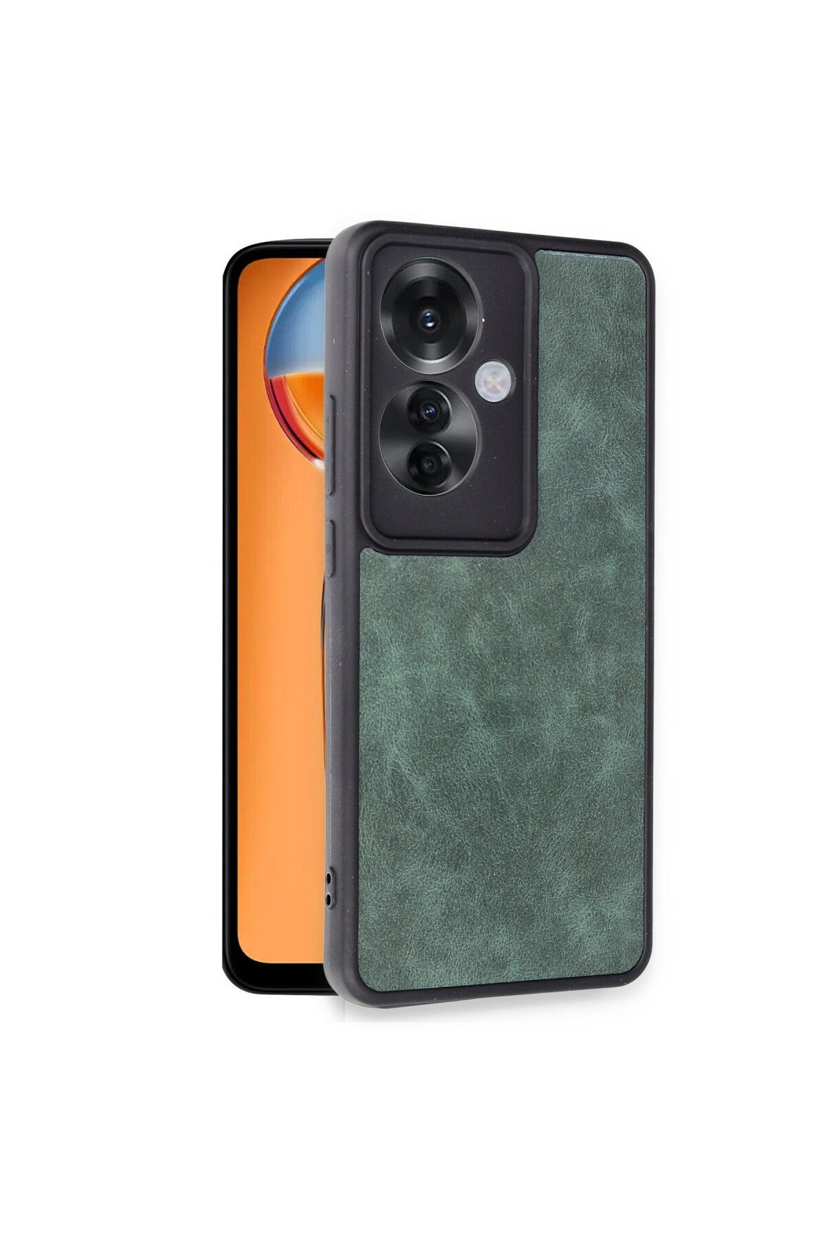 Oppo Reno 11F Uyumlu Kılıf Aras Deri Kapak - Koyu Yeşil