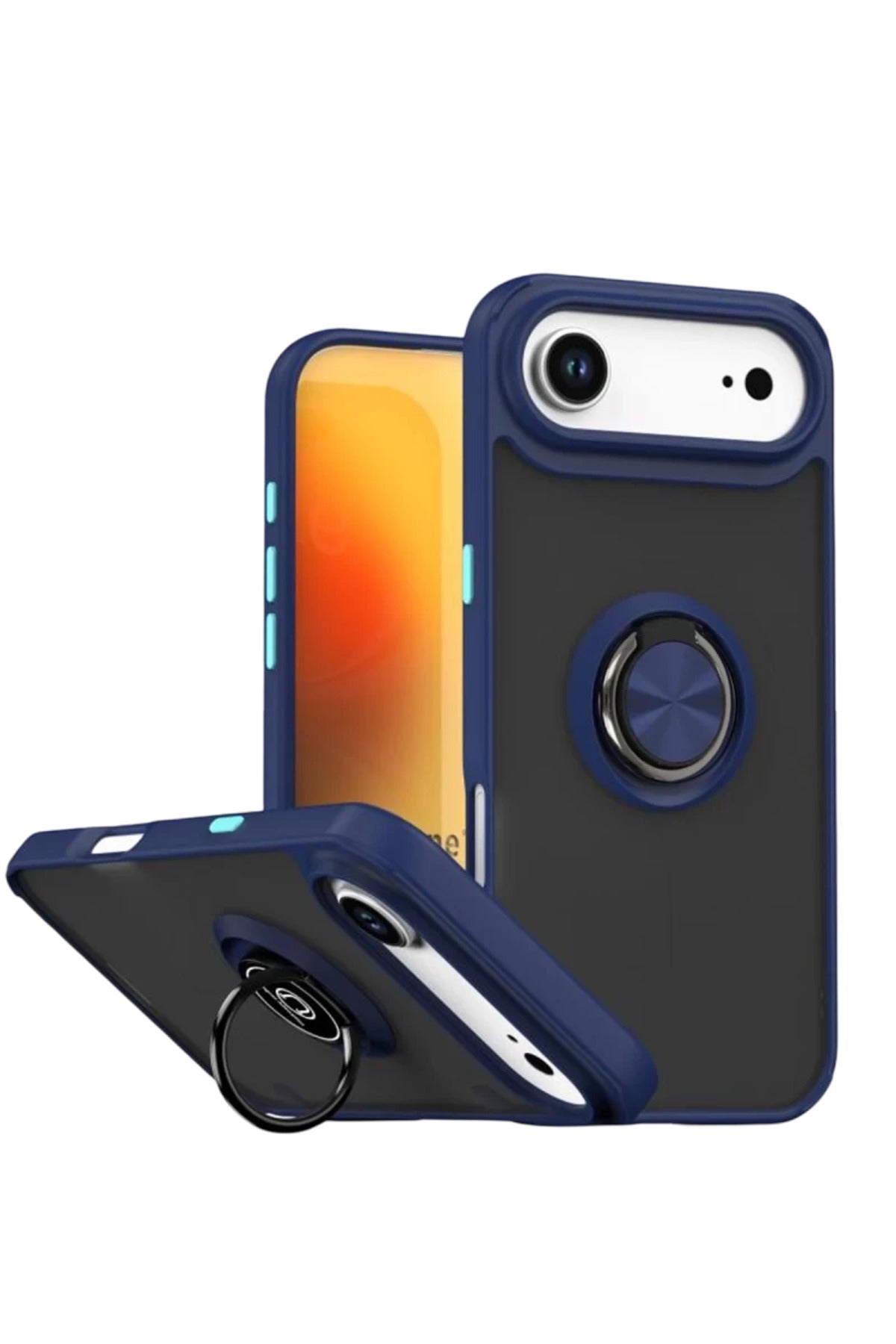 Apple iPhone 17 Air Uyumlu Montreal Yüzüklü Silikon Kapak - Lacivert