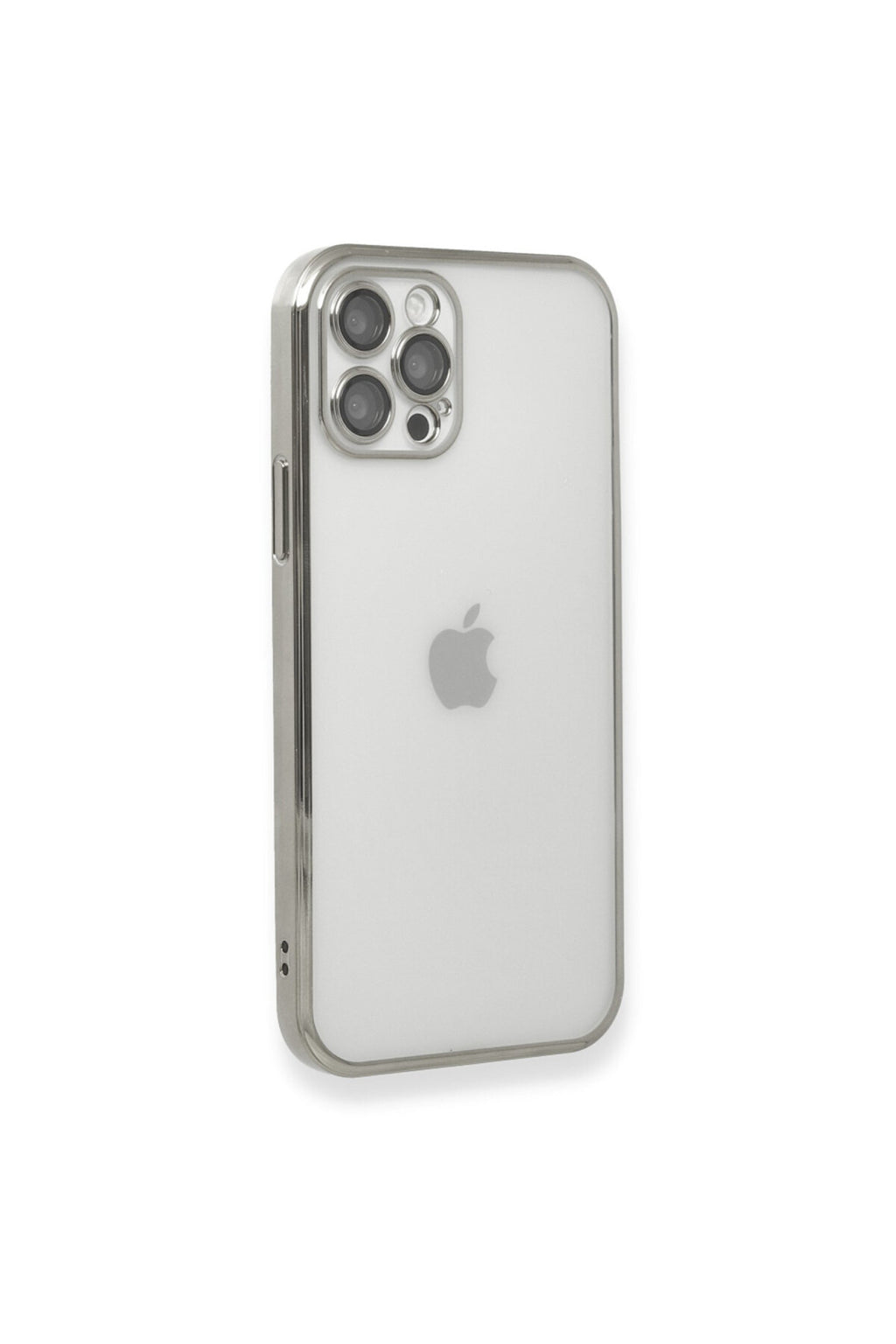 Apple iPhone 12 Pro Max Uyumlu Kılıf Lensli Silikon - Gümüş