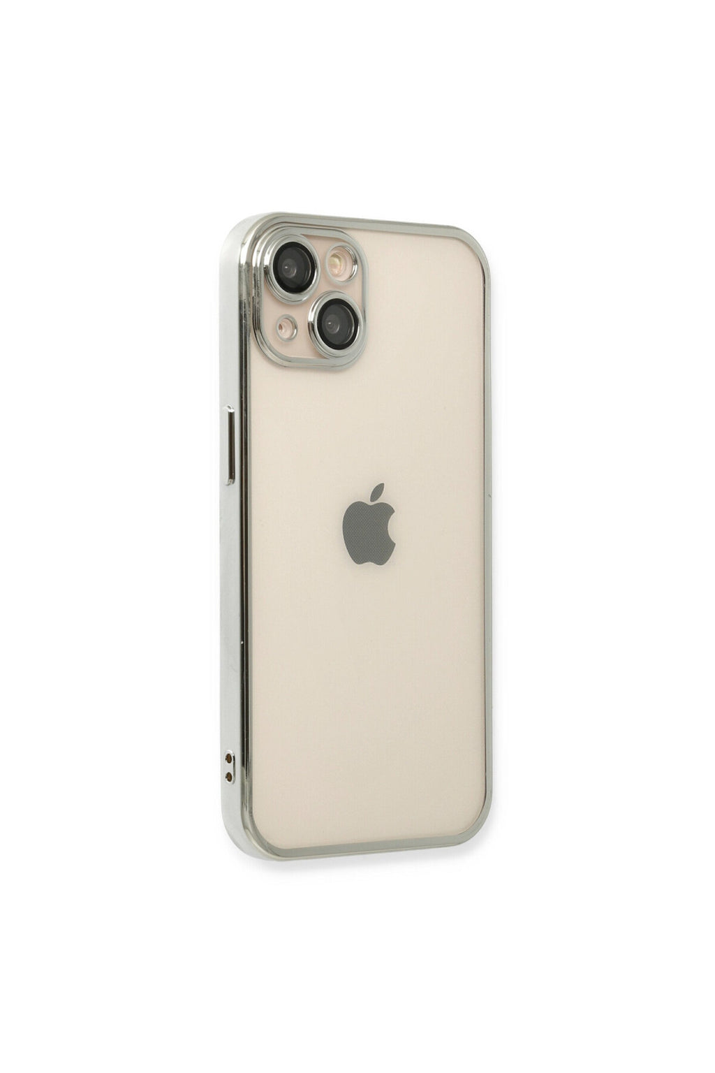 Apple iPhone 13 Uyumlu Kılıf Lensli Silikon - Gümüş