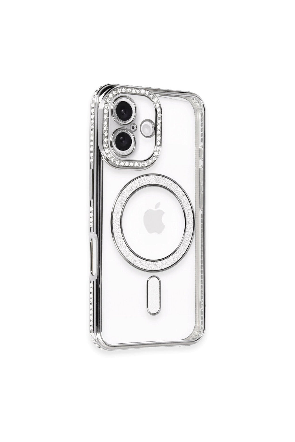 Apple iPhone 16 Plus Uyumlu Kılıf Joke Simli Magneticsafe Kılıf - Gri