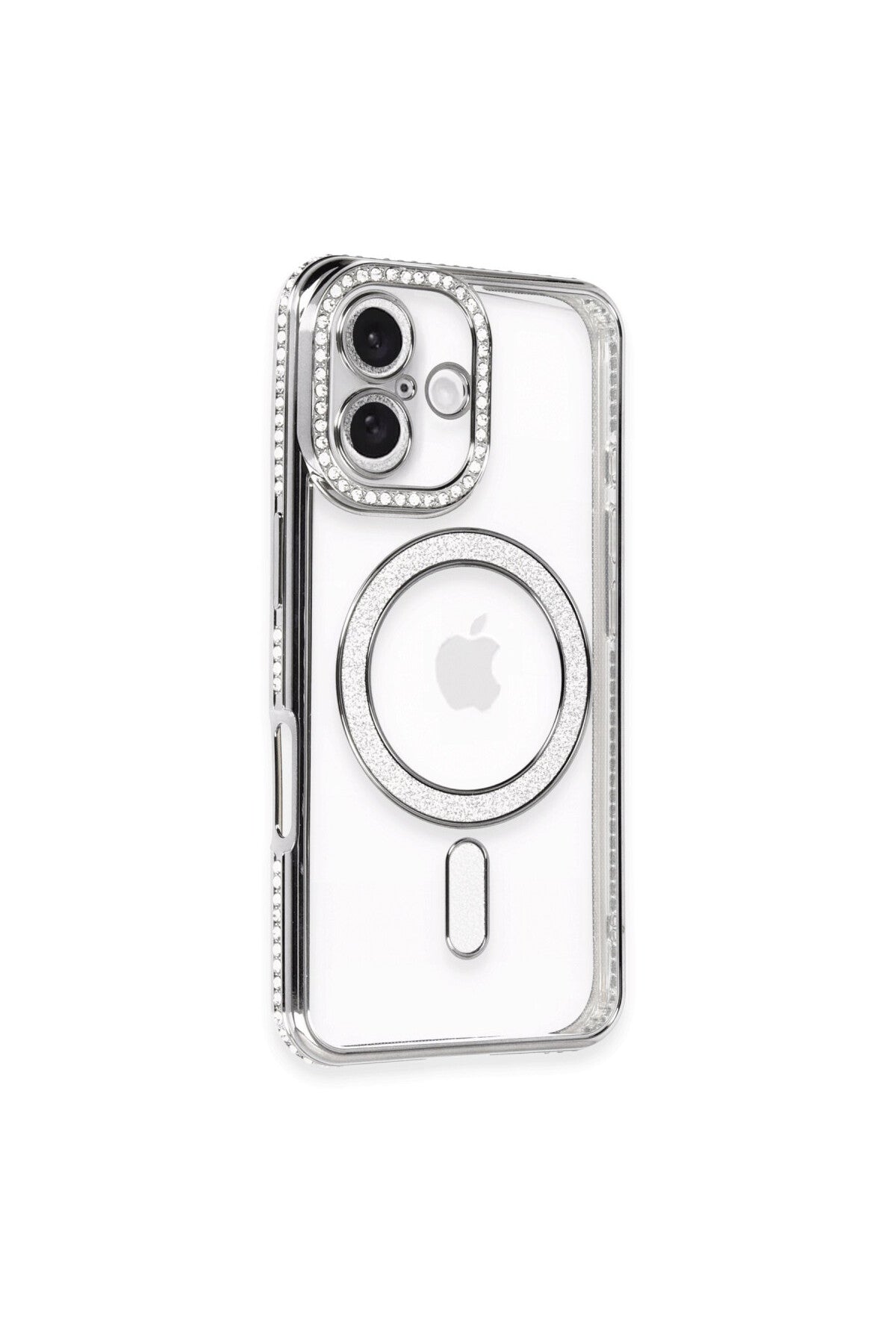 Apple iPhone 16 Plus Uyumlu Kılıf Joke Simli Magneticsafe Kılıf - Gri