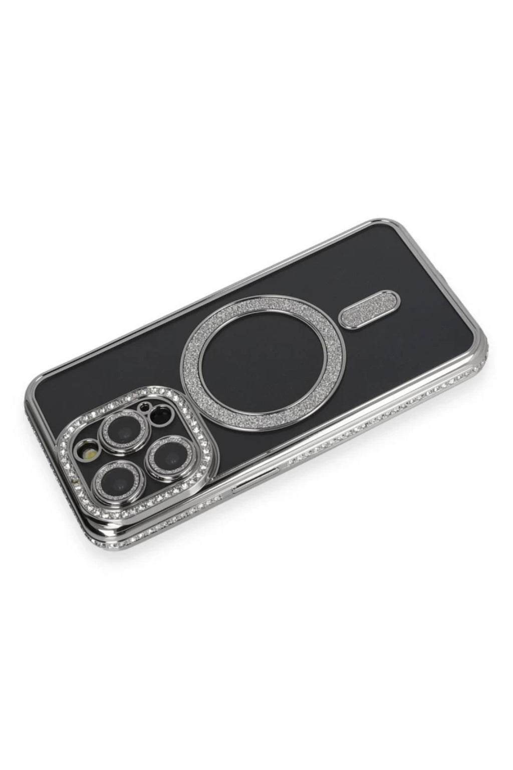 Apple iPhone 14 Pro Max Uyumlu Kılıf Joke Simli Magneticsafe Kılıf - Gri