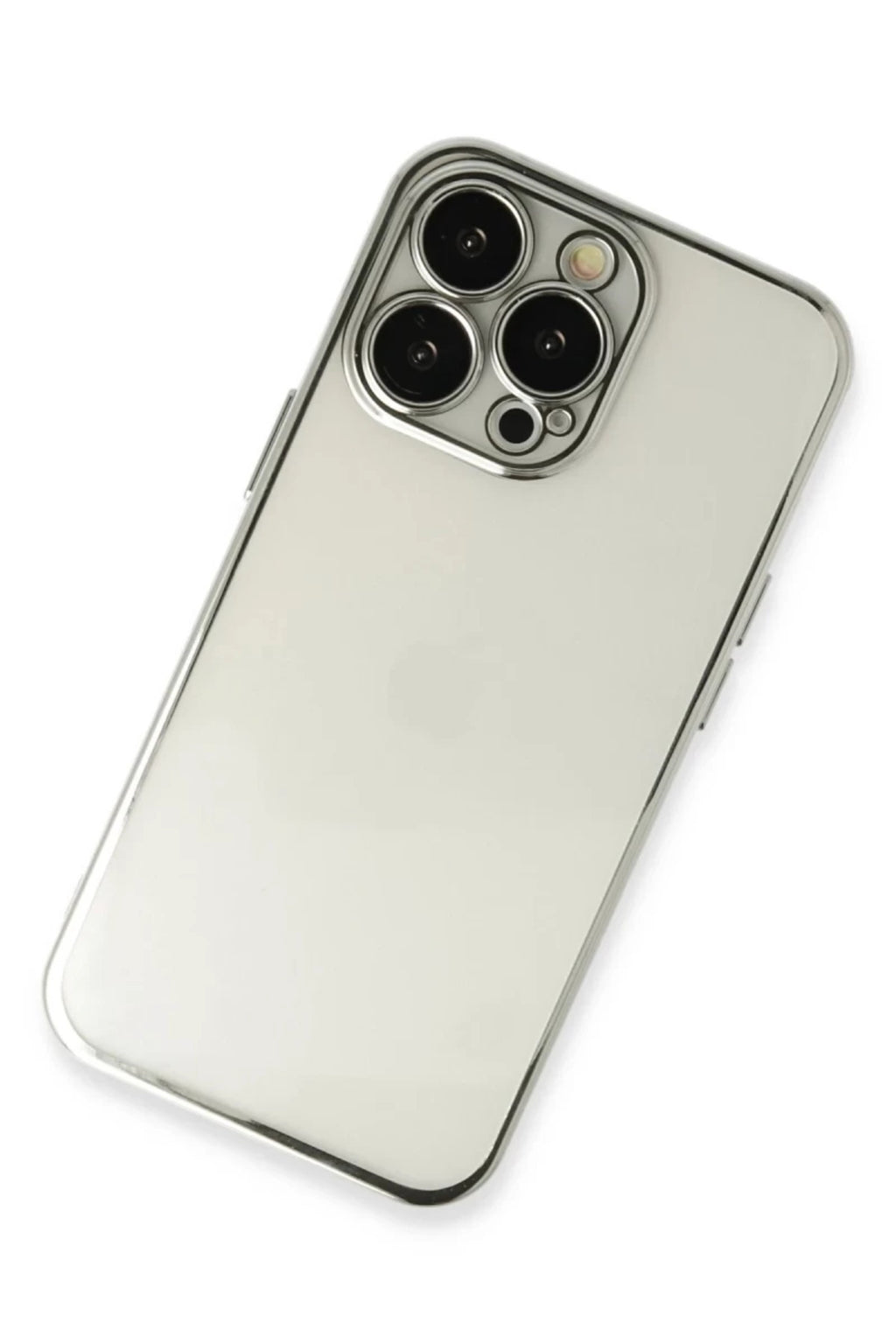 Apple iPhone 14 Pro Uyumlu Kılıf Lensli Silikon - Gümüş