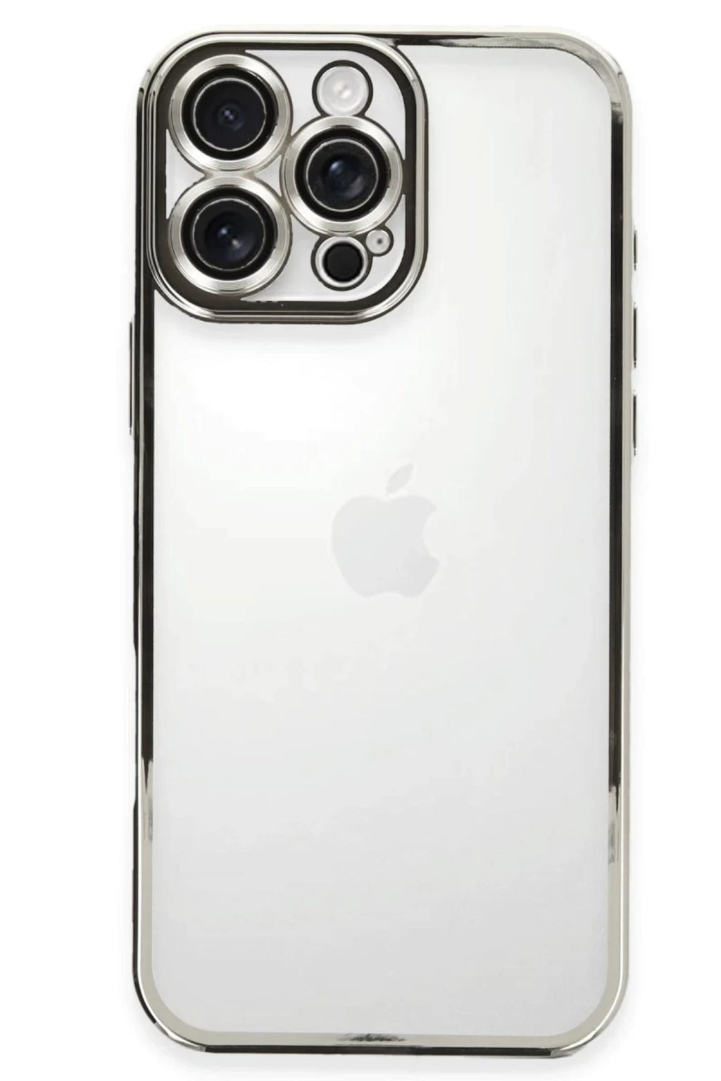 Apple iPhone 16 Pro Uyumlu Kılıf Lensli Silikon - Gümüş