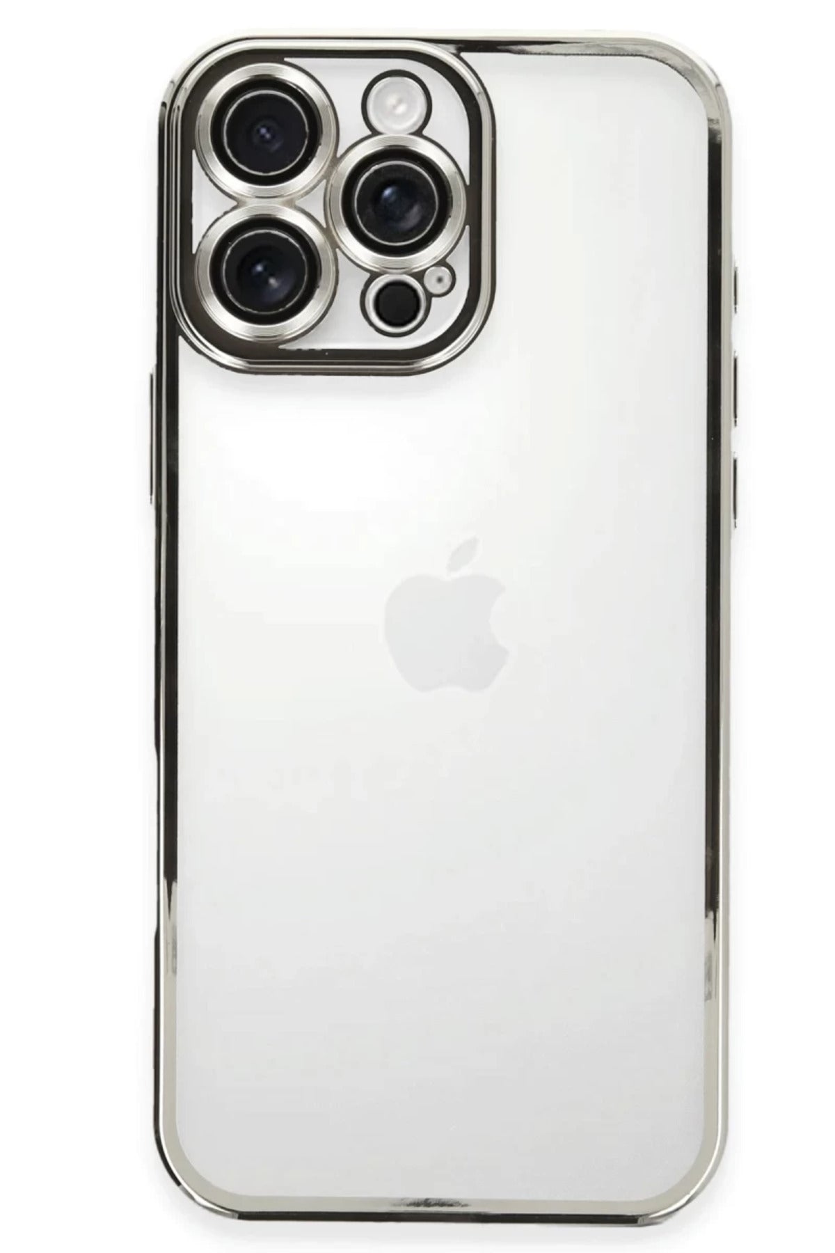 Apple iPhone 16 Pro Uyumlu Kılıf Lensli Silikon - Gümüş