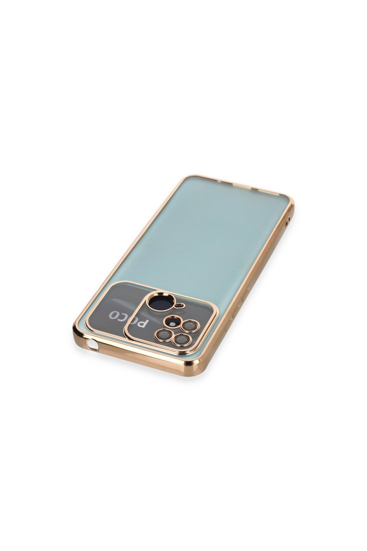 Xiaomi Redmi 10C Uyumlu Kılıf Lensli Silikon - Gold
