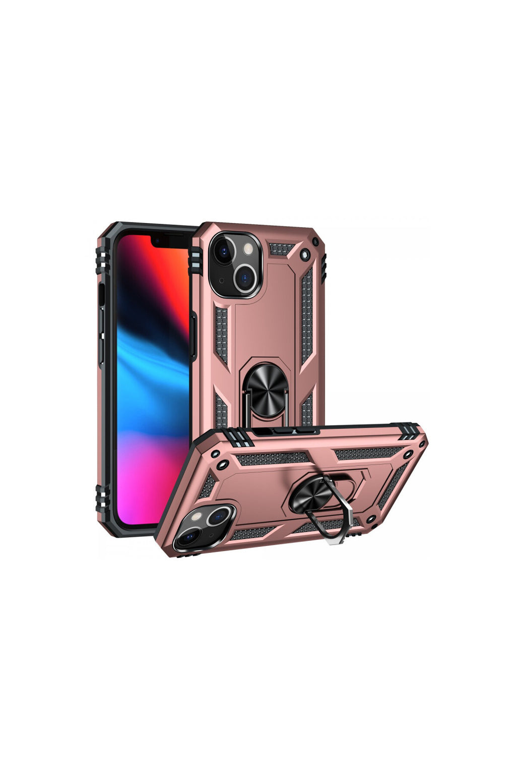 Apple iPhone 14 Plus Uyumlu Kılıf Sofya Yüzüklü Silikon Kapak - Rose