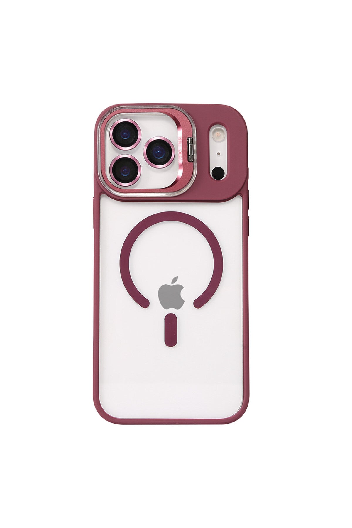 Joko Apple iPhone 17 Pro Max Uyumlu Remim Lensli Magsafe Standlı Kapak - Bordo
