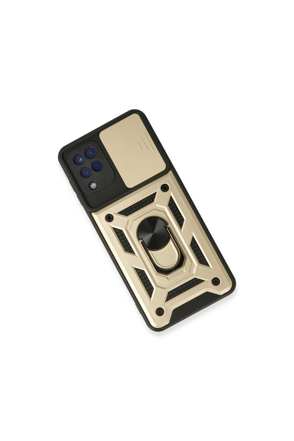 Samsung Galaxy A22 Uyumlu Kılıf Pars Lens Yüzüklü Silikon - Gold